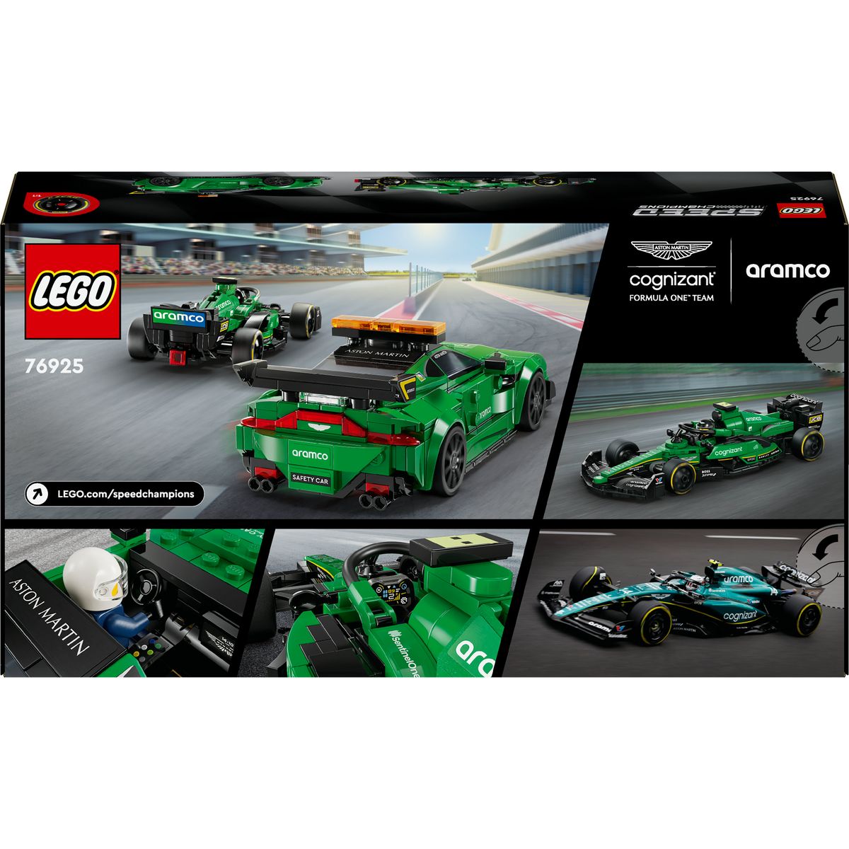 LEGO Speed Champions 76925 - Aston Martin Safety Car & AMR23, Set de Construction - Inclut Deux Minifigurines et 2 Répliques de Véhicules
