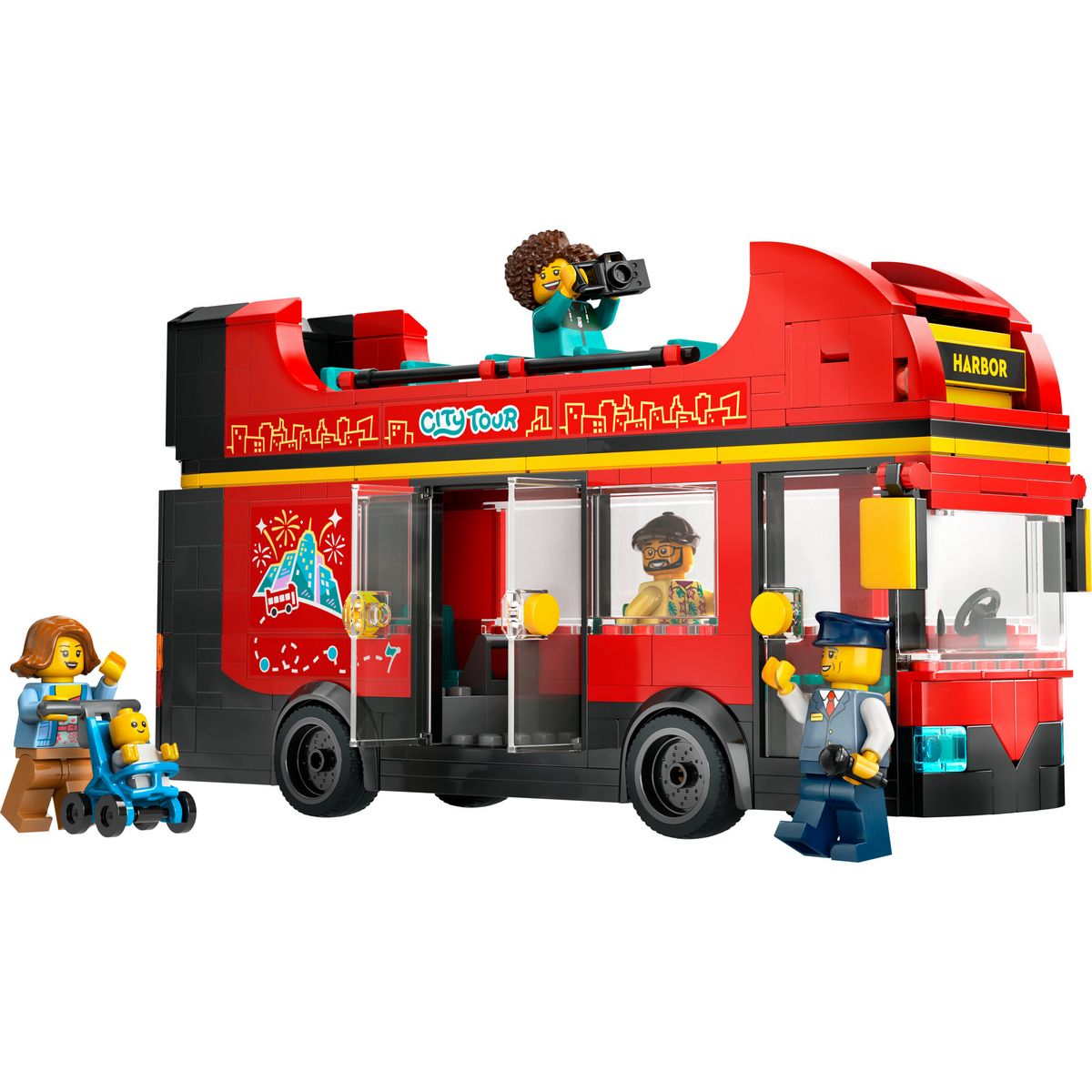 LEGO City 60407 - Le Bus Rouge à Deux Étages, Car Jouet, Véhicule Pour Enfants Garçons et Filles dès 7 Ans, Cadeau de Fêtes ou d'Anniversaire, 5 Personnages Dont un Bébé et une Poussette