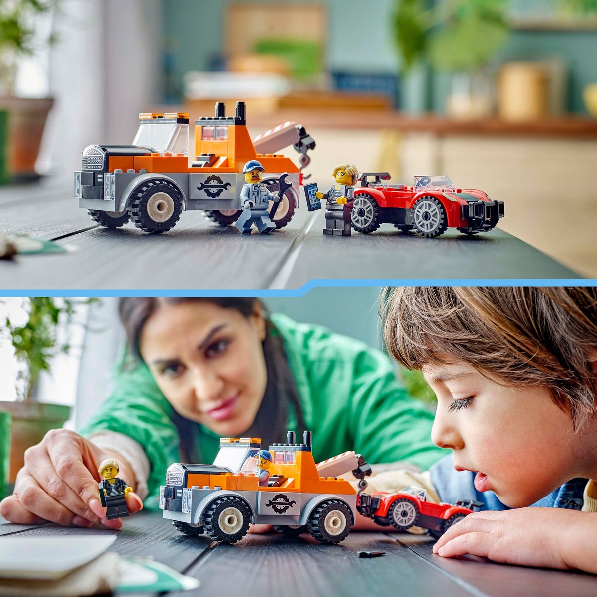 CITY City 60435 -  La Dépanneuse et la Voiture de Sport, Jouet de Construction pour Enfants Garçons et Filles dès 4 Ans, Cadeau d'Anniversaire, Minifigurines et des Accessoires dont un Implant Cochléaire