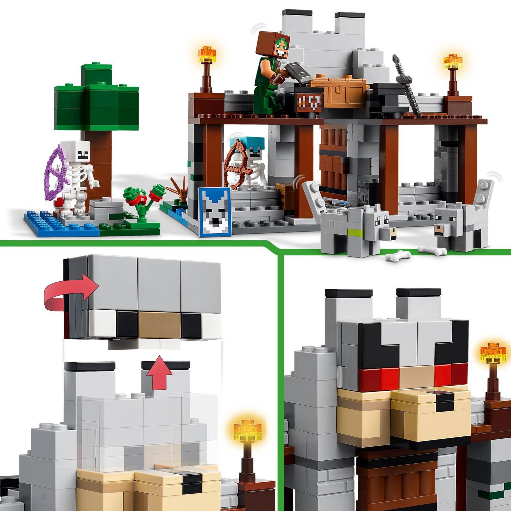 Voir la diapositive 4 : LEGO Minecraft 21261 - La Forteresse du Loup - Set sur le Thème du Squelette - Jouet d'Exploration Pour les Enfants Garçons et Filles dès 8 Ans - Construction d'un Château et Aventures 21261
