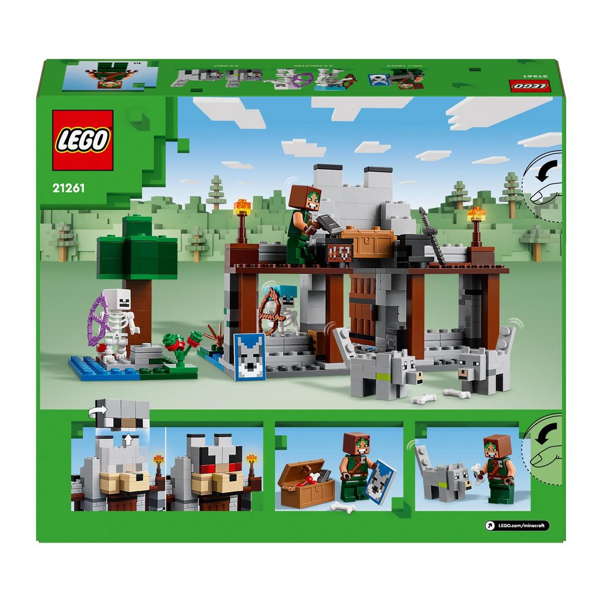 LEGO Minecraft 21261 - La Forteresse du Loup - Set sur le Thème du Squelette - Jouet d'Exploration Pour les Enfants Garçons et Filles dès 8 Ans - Construction d'un Château et Aventures 21261