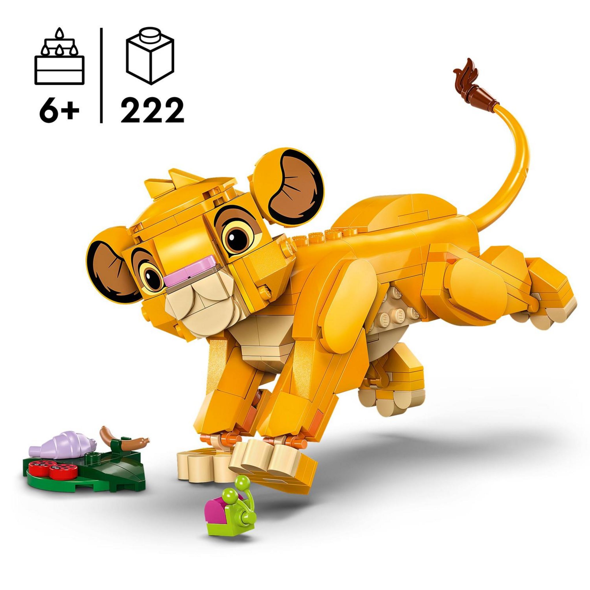 LEGO Disney Classic 43243 - Simba, le Bébé du Roi Lion, Jouet de Construction pour Enfants, Figurine à Construire, Jouet d'Activité et de Développement
