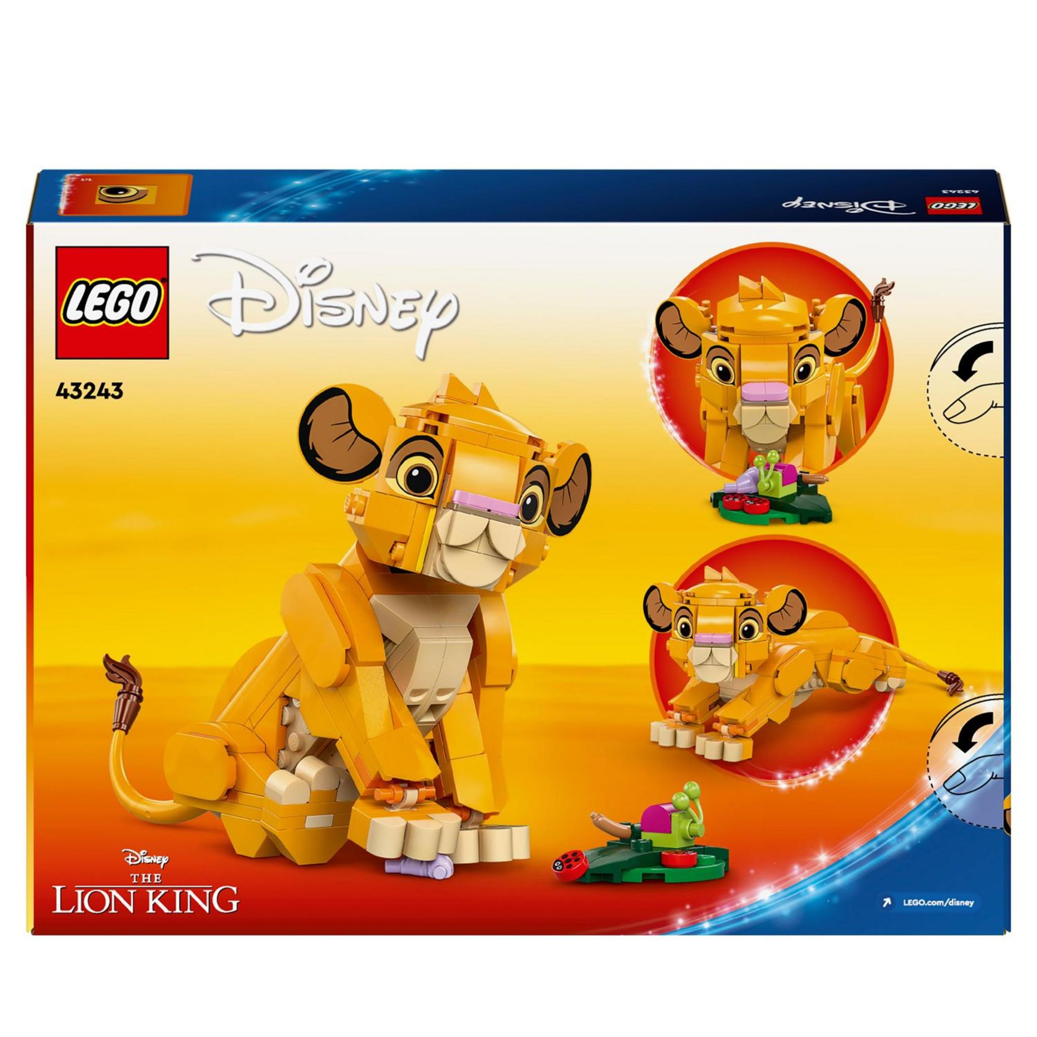 LEGO Disney Classic 43243 - Simba, le Bébé du Roi Lion, Jouet de Construction pour Enfants, Figurine à Construire, Jouet d'Activité et de Développement