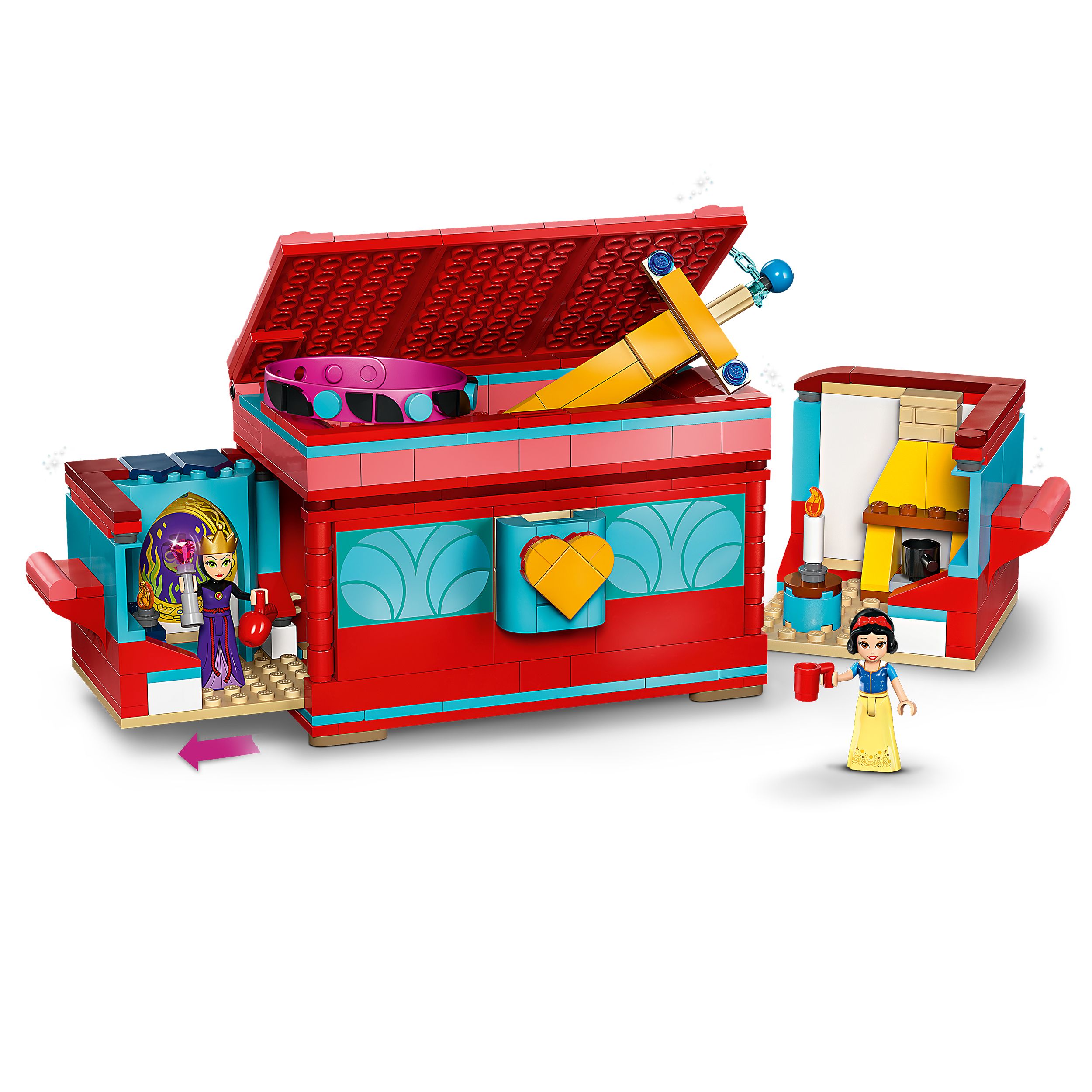 Voir la diapositive 4 : LEGO Disney 43276 - La Boîte à Bijoux de Blanche-Neige, Jouet de Construction, Mini-poupées de la Princesse et de la Méchante Reine, un Bracelet