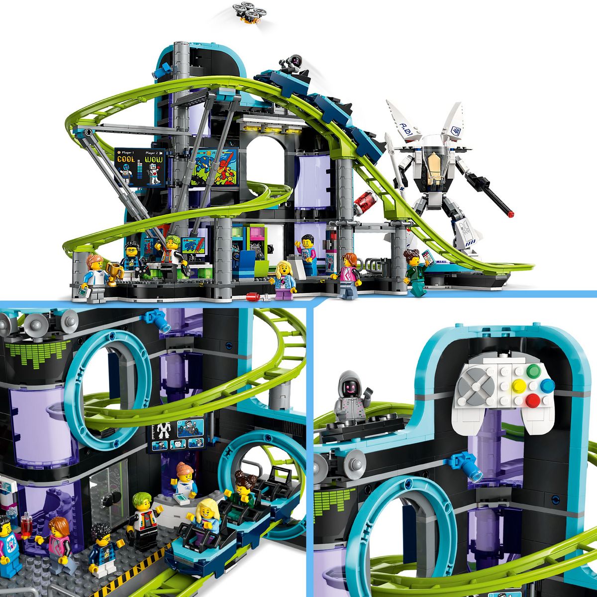LEGO City 60421 - Le Parc d'Attractions de Robot World, Jouet d'Aventure, Jeux de Fête Foraine Enfant, Pour les Garçons et les Filles à Partir de 8 Ans, Cadeau Créatif Anniversaire