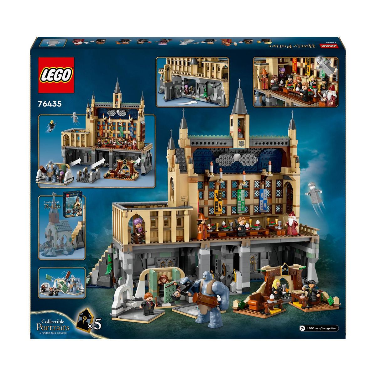 LEGO Harry Potter 76435 -  Le Château de Poudlard : la Grande Salle - Set à Collectionner - 11 Minifigurines, Dont Hermione Granger - Cadeau Magique