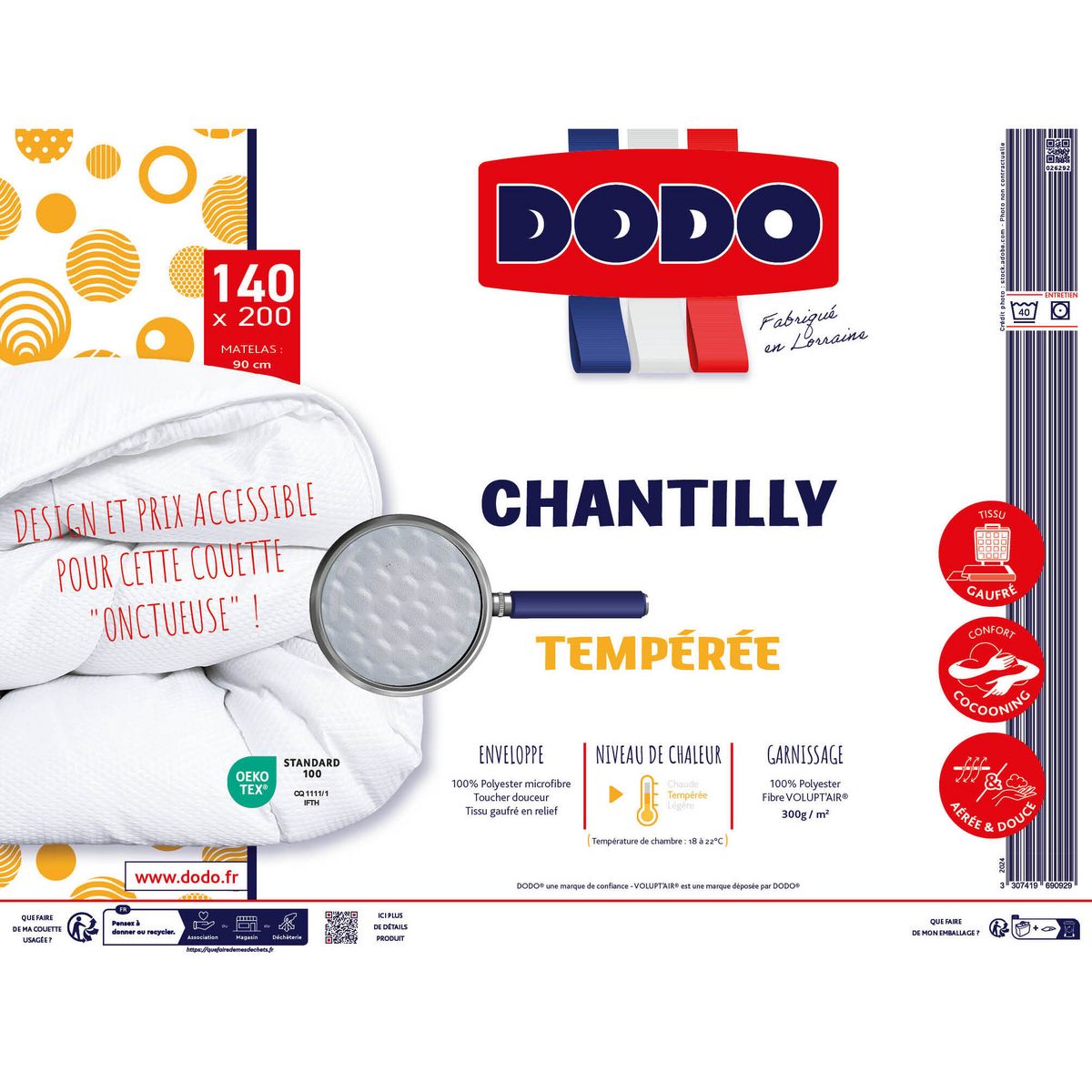 DODO Couette Tempérée CHANTILLY 300 g/m²