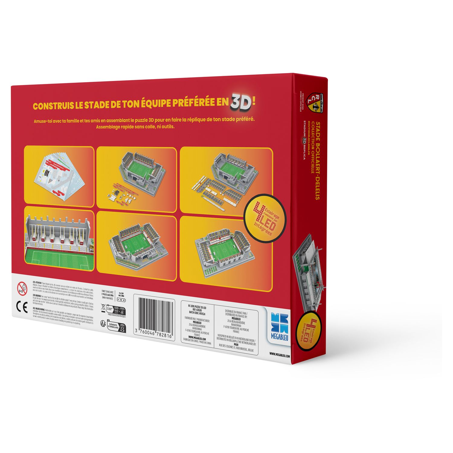 Voir la diapositive 4 : MEGABLEU Puzzle 3D Stade Bollaert-Delelis avec LED - RC Lens