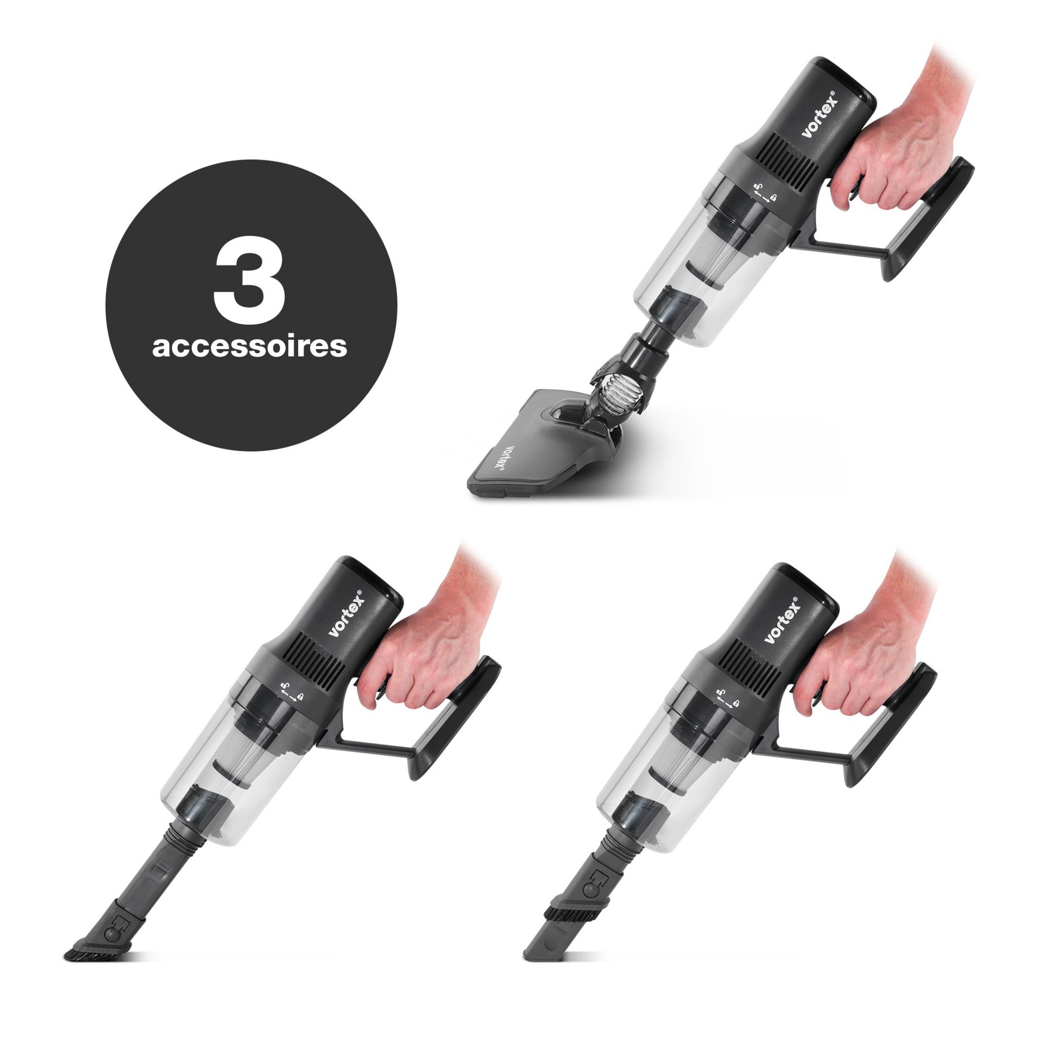 Voir la diapositive 7 : VORTEX Aspirateur balai 2 en 1 F11 - Gris