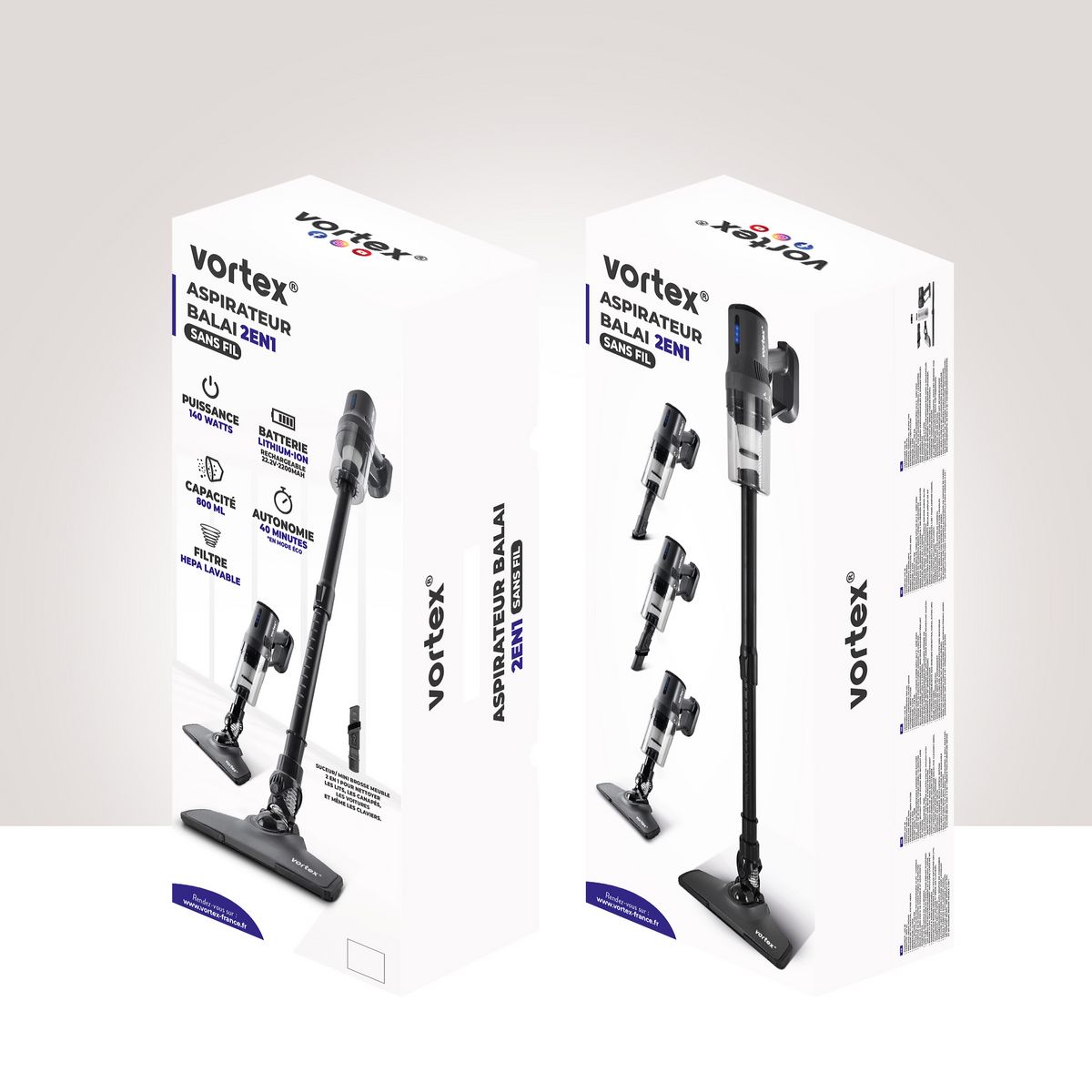 VORTEX Aspirateur balai 2 en 1 F11 - Gris