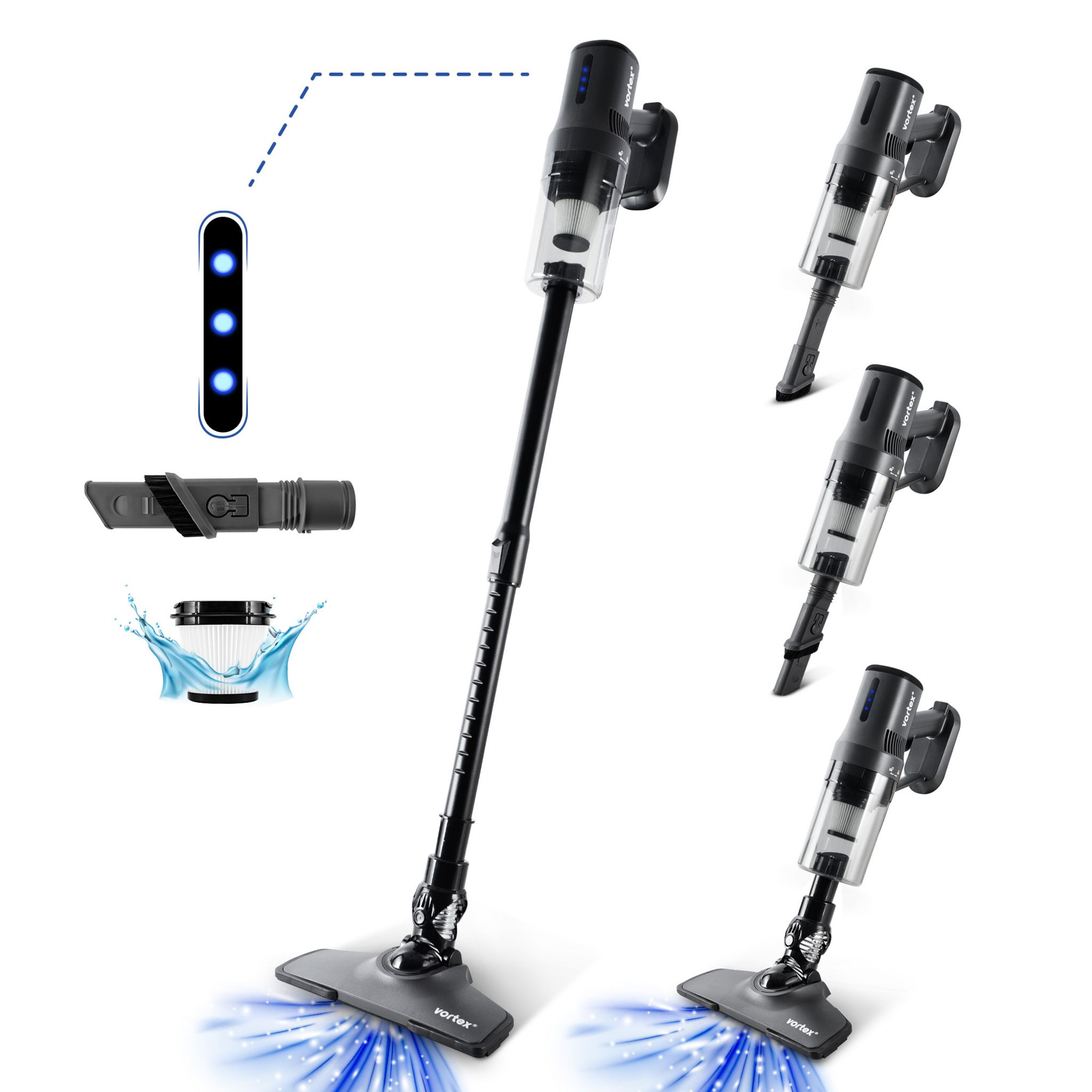 Voir la diapositive 10 : VORTEX Aspirateur balai 2 en 1 F11 - Gris