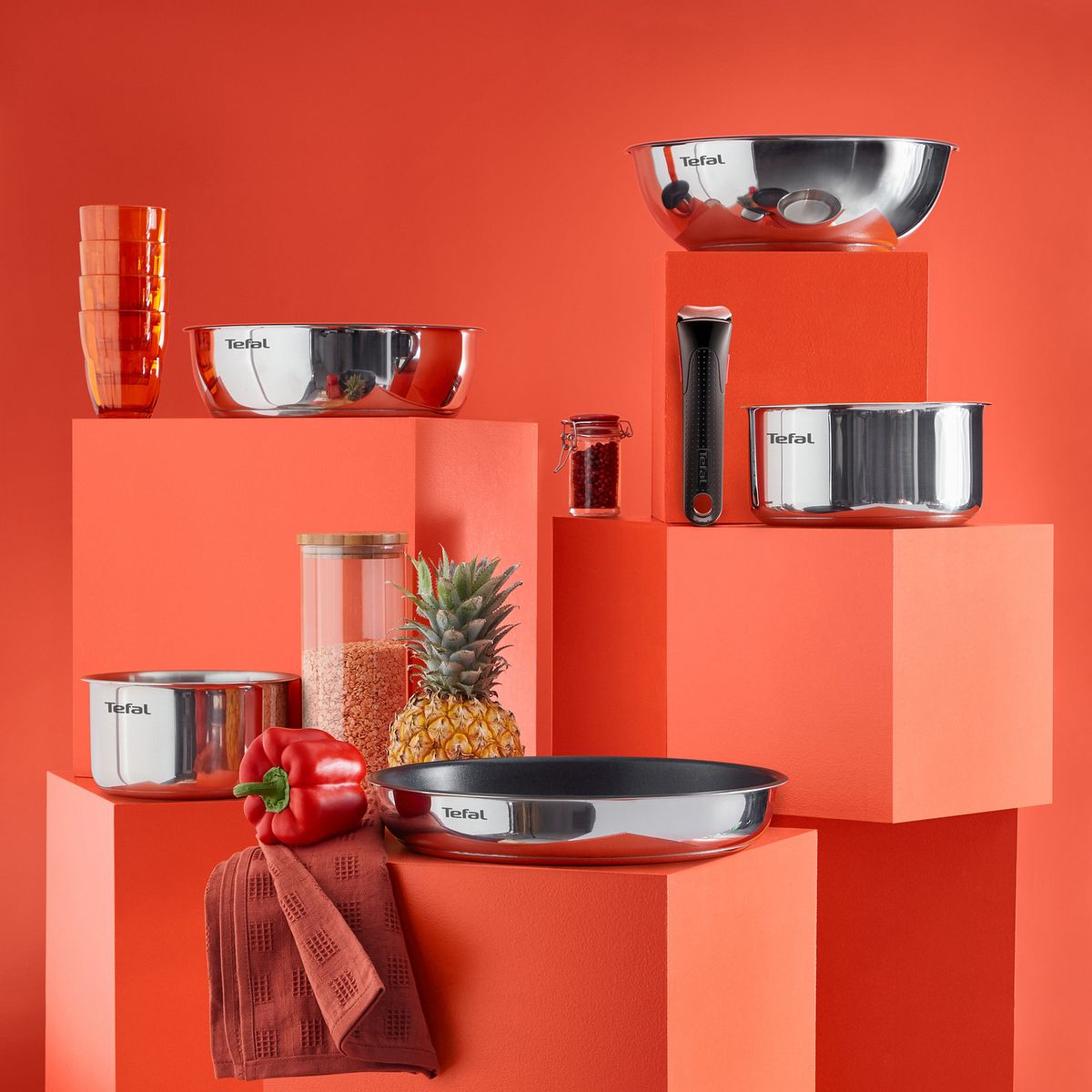 TEFAL Batterie de cuisine inox 13 pièces tous feux dont induction EMOTION