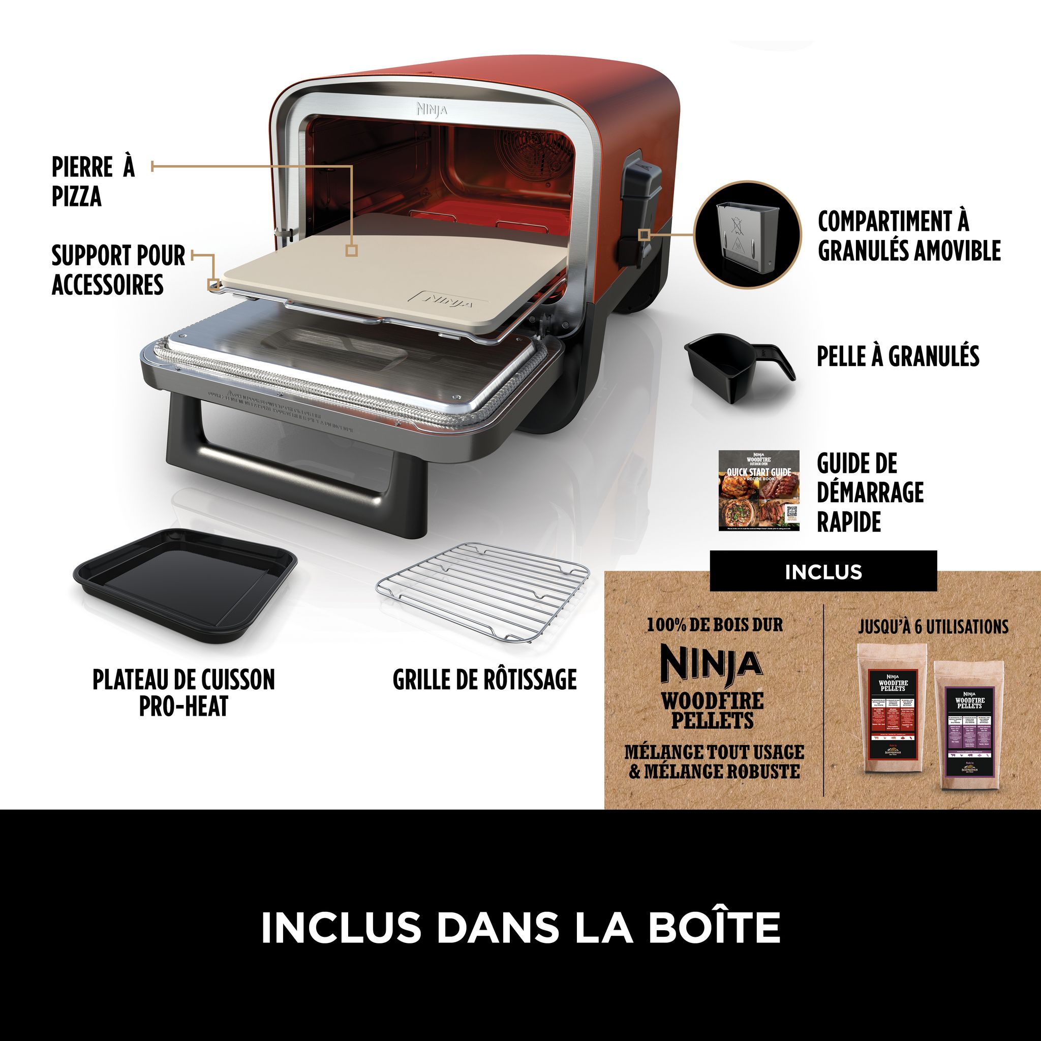 Voir la diapositive 11 : NINJA Four à pizza d'extérieur Woodfire OO101EU - Marron