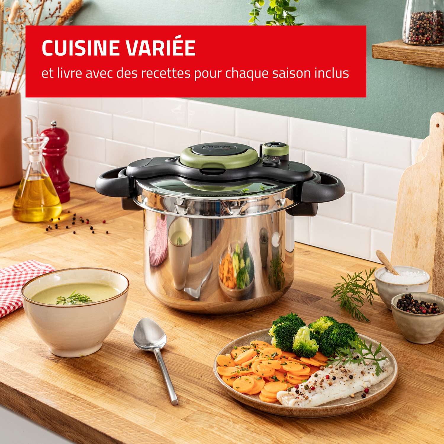 Voir la diapositive 2 : SEB Autocuiseur 7,5 litres 4 saisons CLIPSO MINUTE COLLECTION
