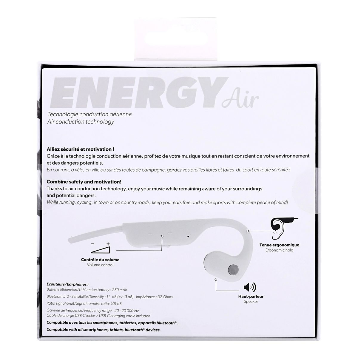 TNB Écouteurs sport ENERGY AIR - Blanc Gris