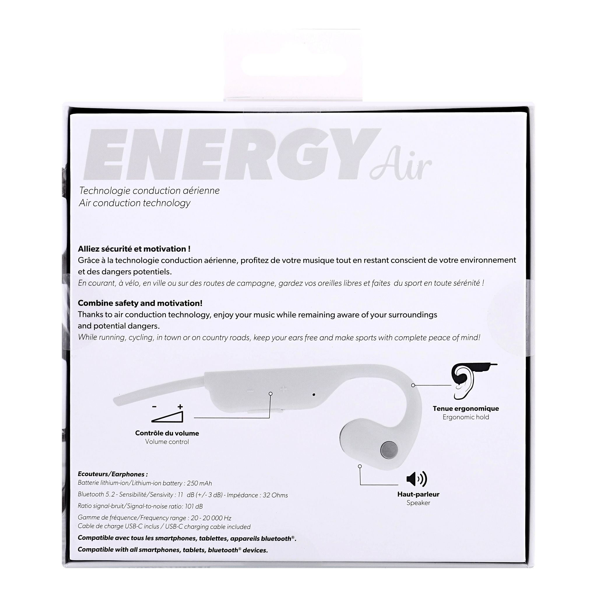 Voir la diapositive 8 : TNB Écouteurs sport ENERGY AIR - Blanc Gris