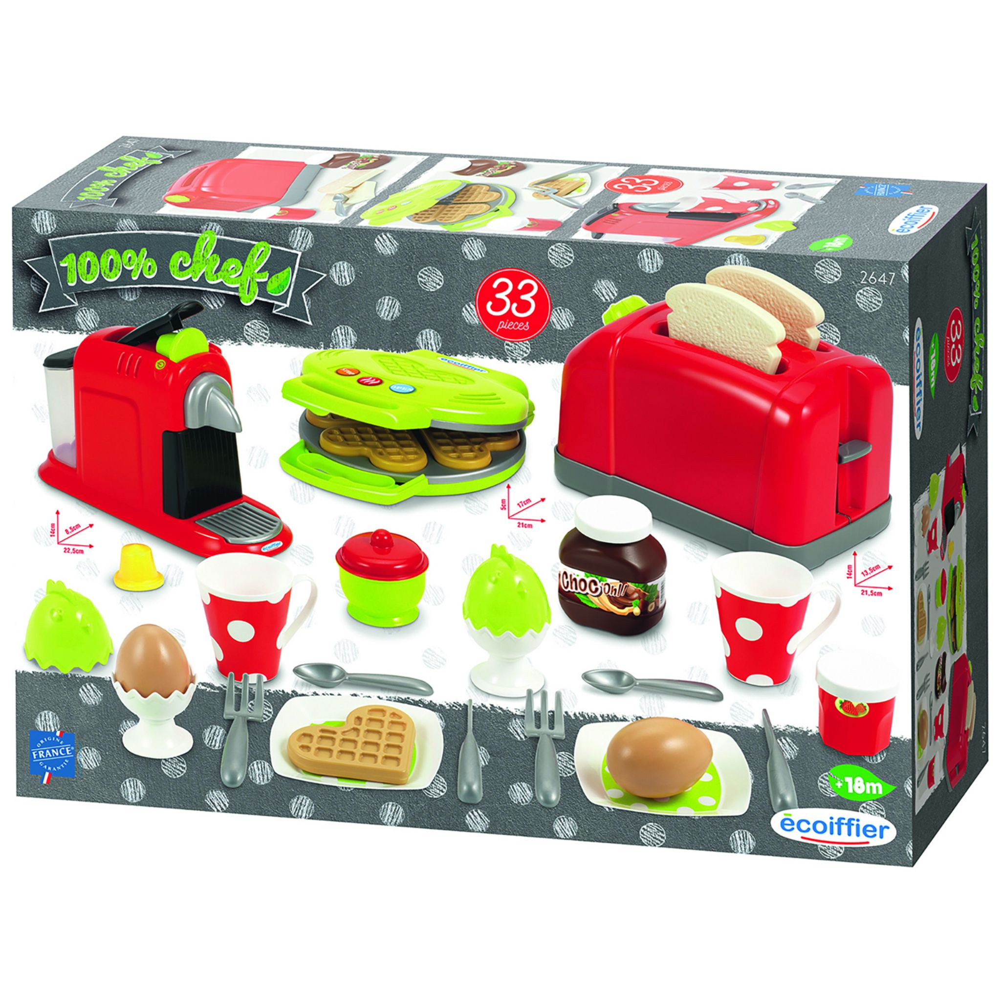 Voir la diapositive 2 : ECOIFFIER Coffret Grill Pain Machine à café gaufrier Grand modèle