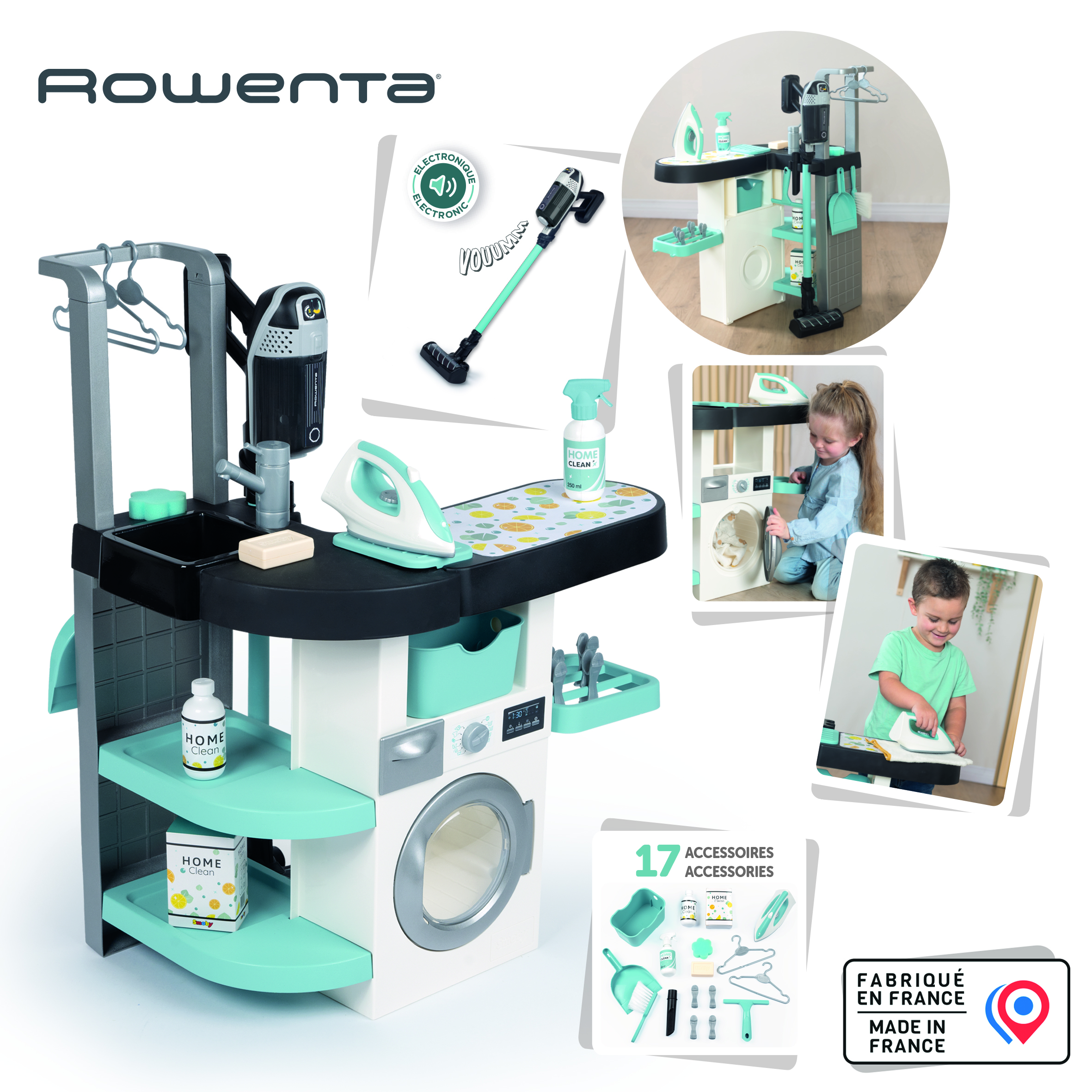 Voir la diapositive 2 : SMOBY Ensemble Rowenta Wash & Clean