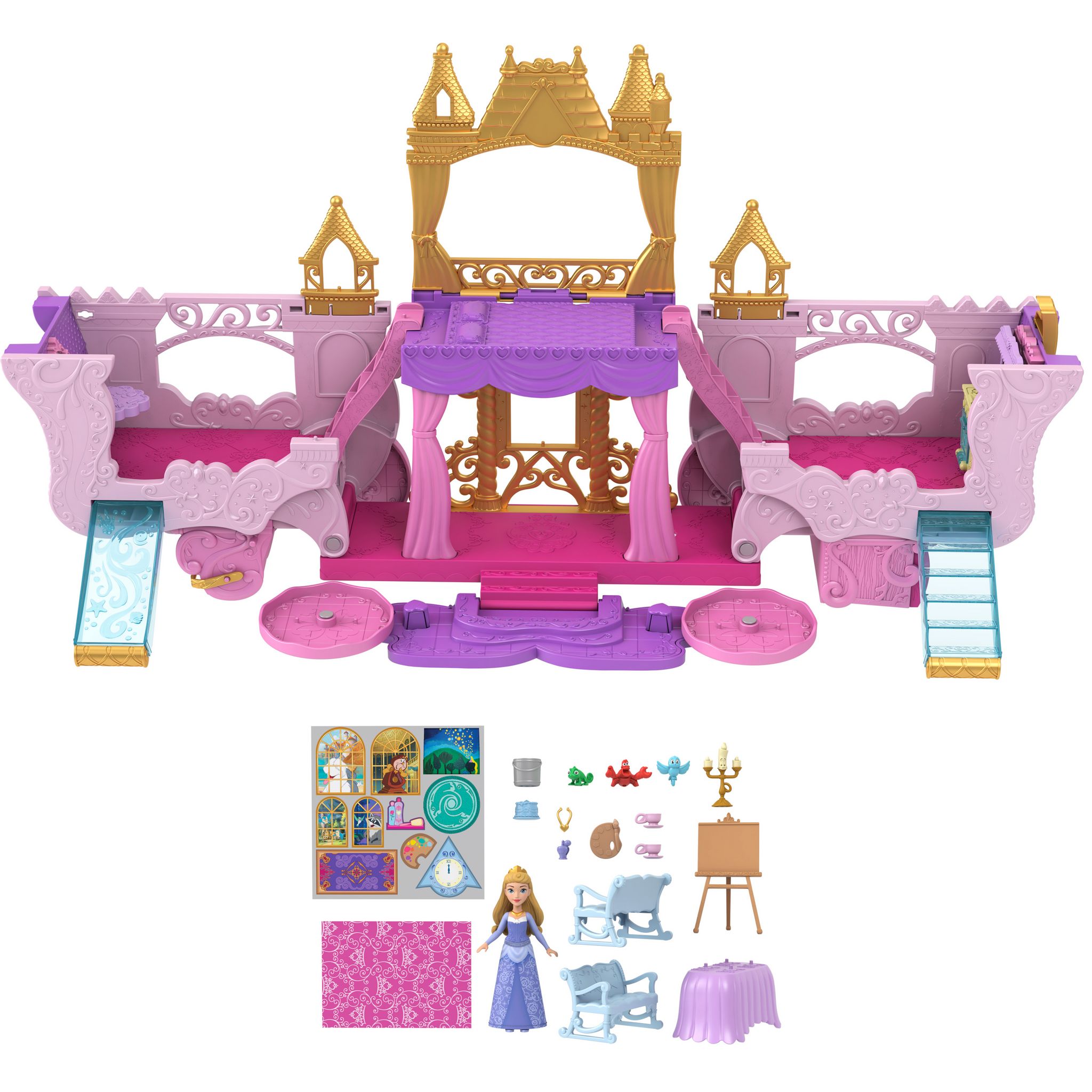 Voir la diapositive 2 : MATTEL Château en Carrosse 2en 1 Disney Princess