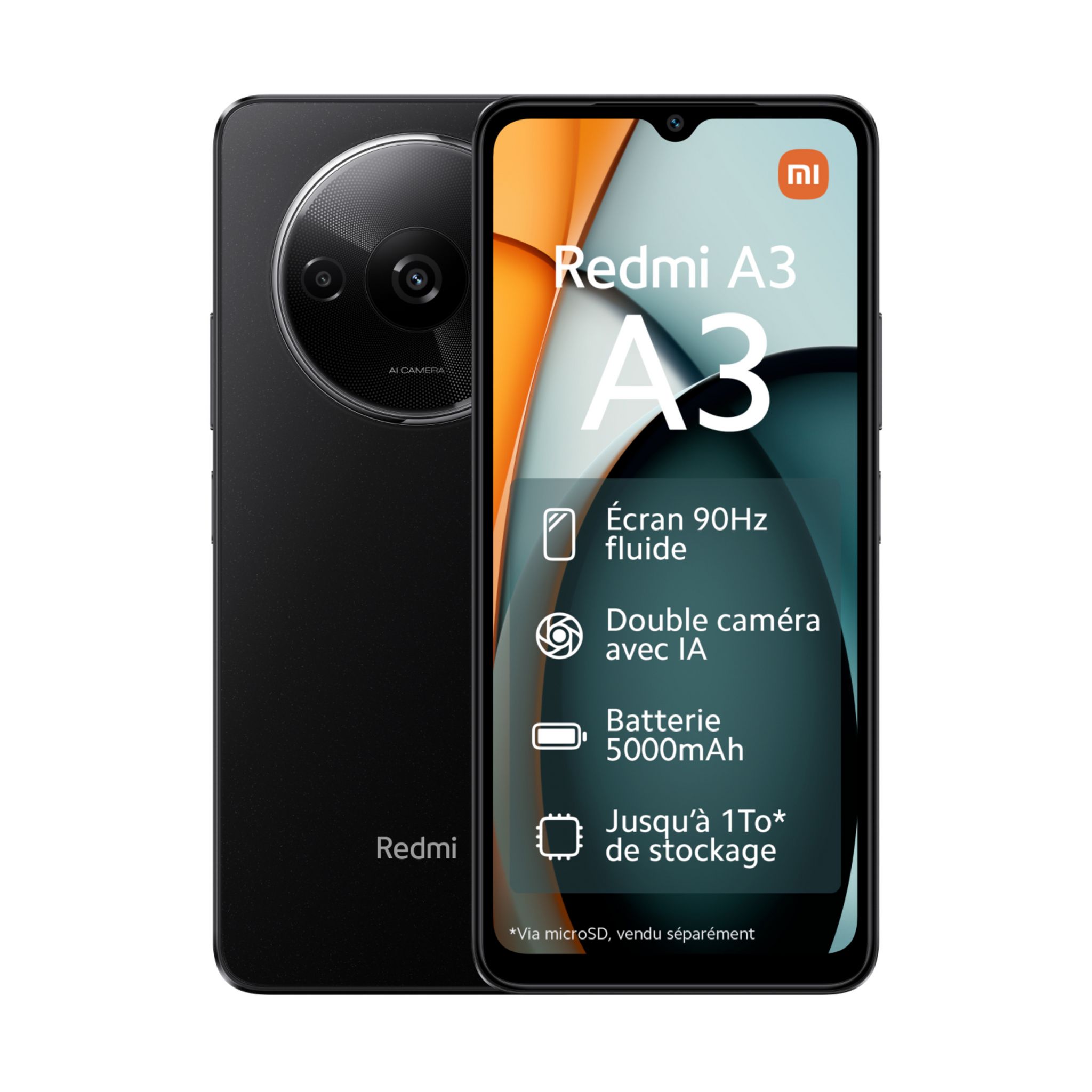 Voir la diapositive 2 : XIAOMI Redmi A3 4G 128Go - Noir