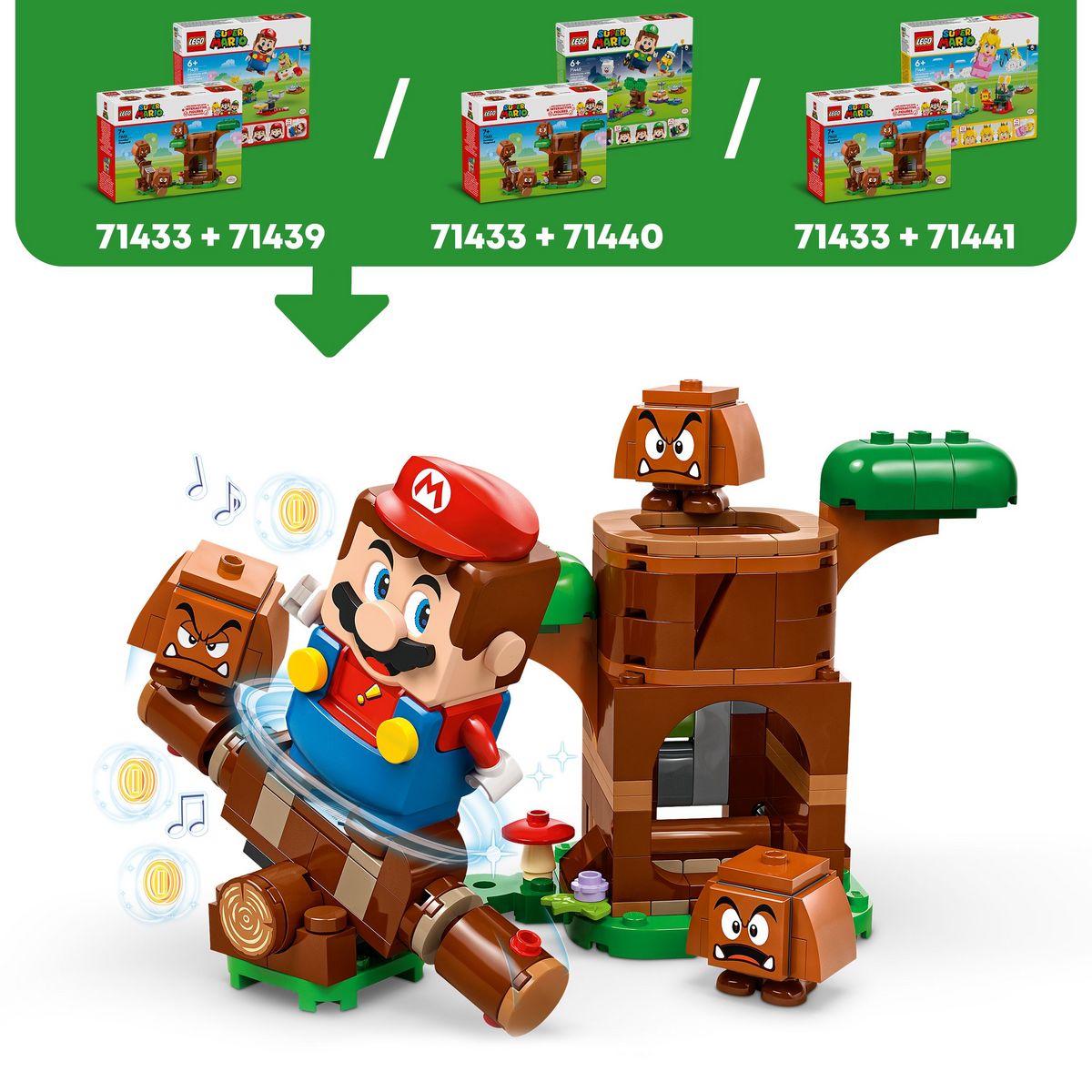 LEGO Super Mario 71433 - Terrain de Jeu des Goombas - Objet Collector Nintendo - Set d'Aventures - Jouet avec 3 Figurines à Construire
