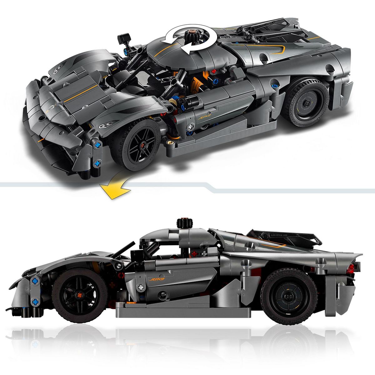 LEGO Technic 42173 - Hypercar Koenigsegg Jesko Absolut Grise - Set de Construction - Véhicule pour Enfants - Maquette à Construire