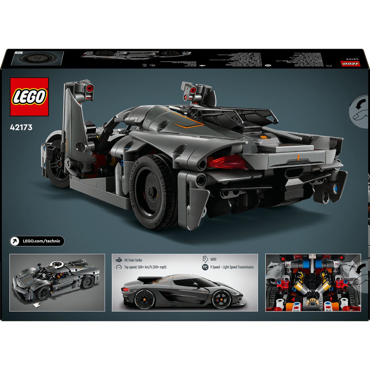 LEGO Technic 42173 - Hypercar Koenigsegg Jesko Absolut Grise - Set de Construction - Véhicule pour Enfants - Maquette à Construire