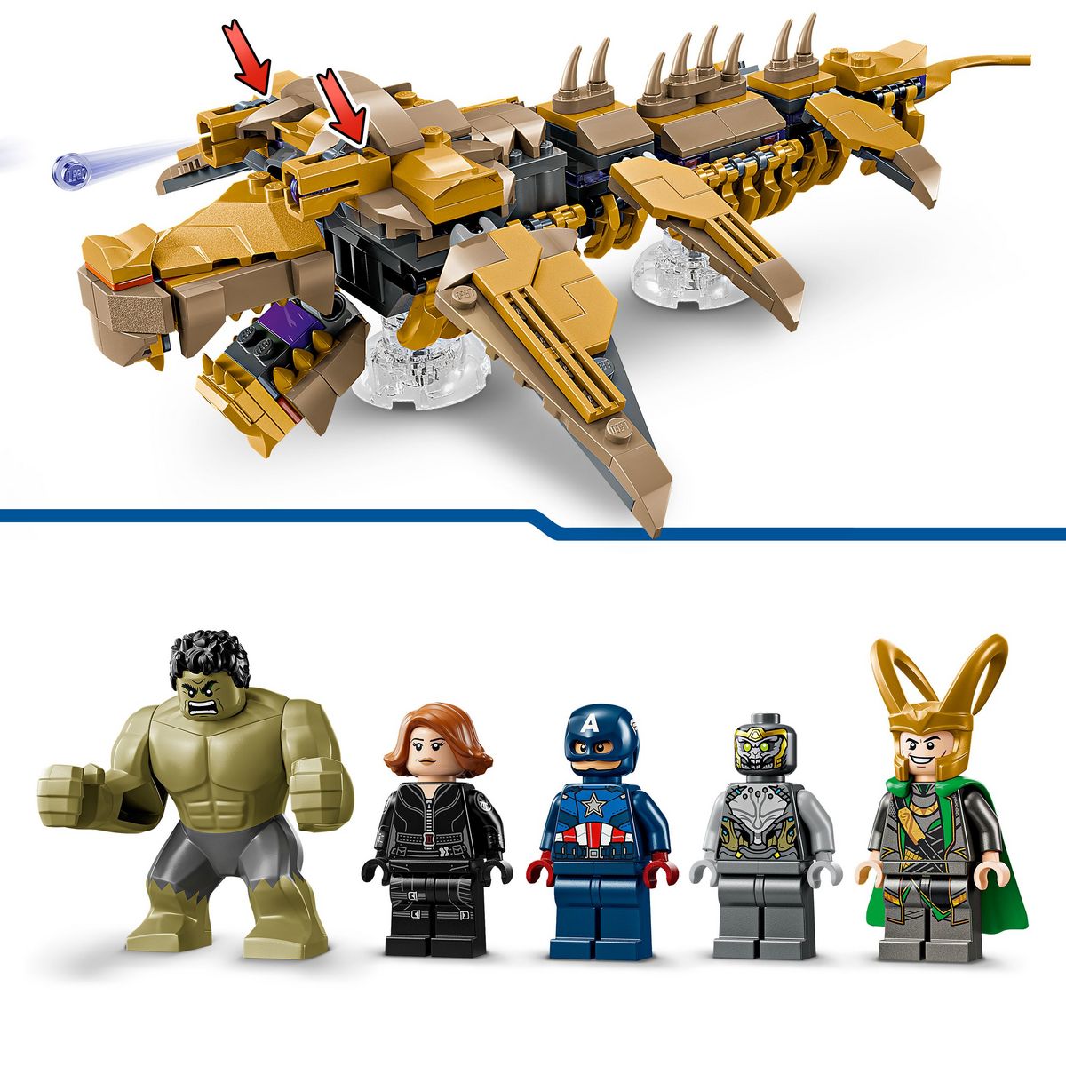 LEGO Marvel 76290 - Les Avengers Contre le Léviathan, Jouet pour Enfants, Figurine de Hulk et Minifigurines de Captain America, Loki, Black Widow et Chitauri