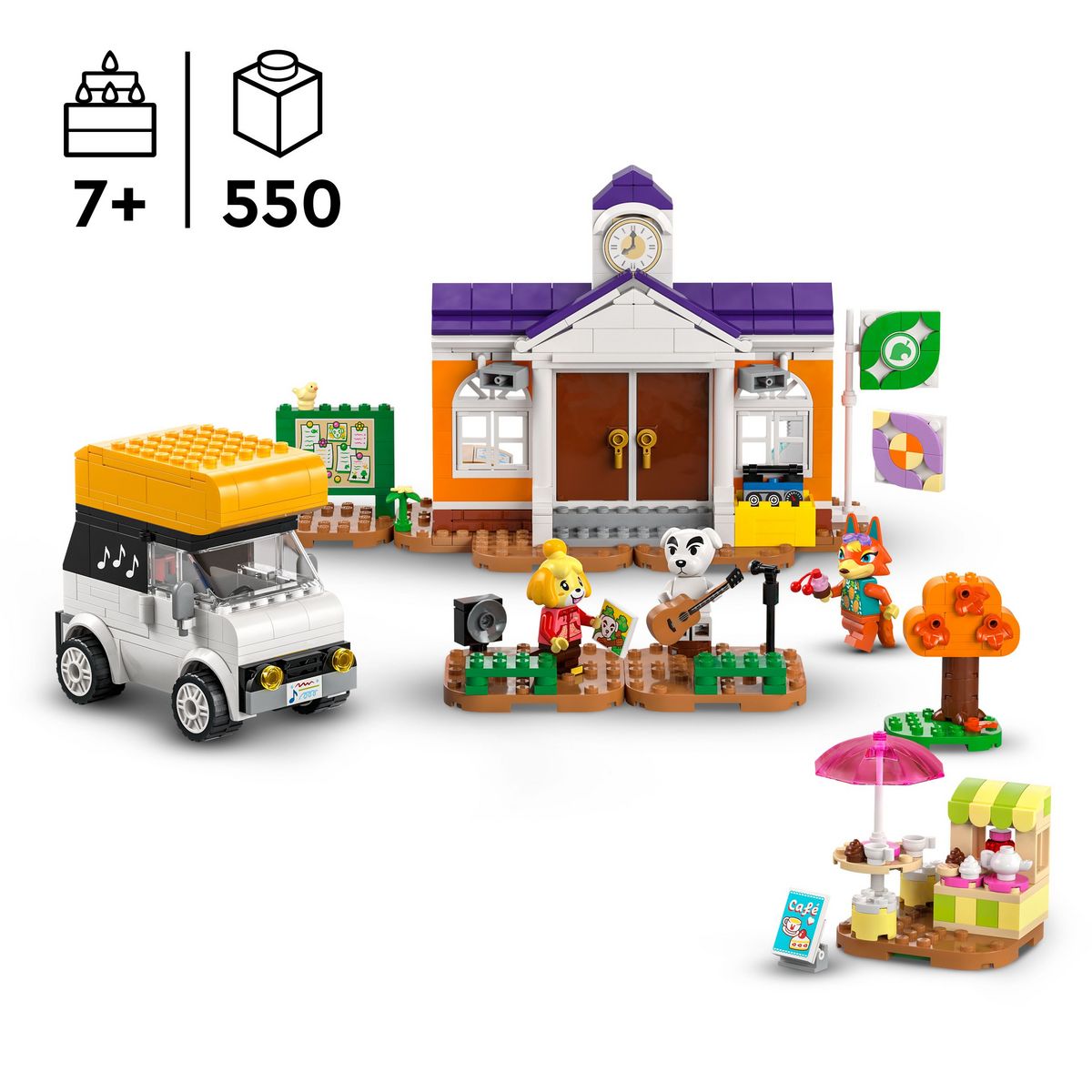 LEGO Animal Crossing 77052 - Concert de Kéké sur la place - Jouet de Construction pour Enfants - Avec un Café et un Véhicule Inspirés des Jeux Vidéo