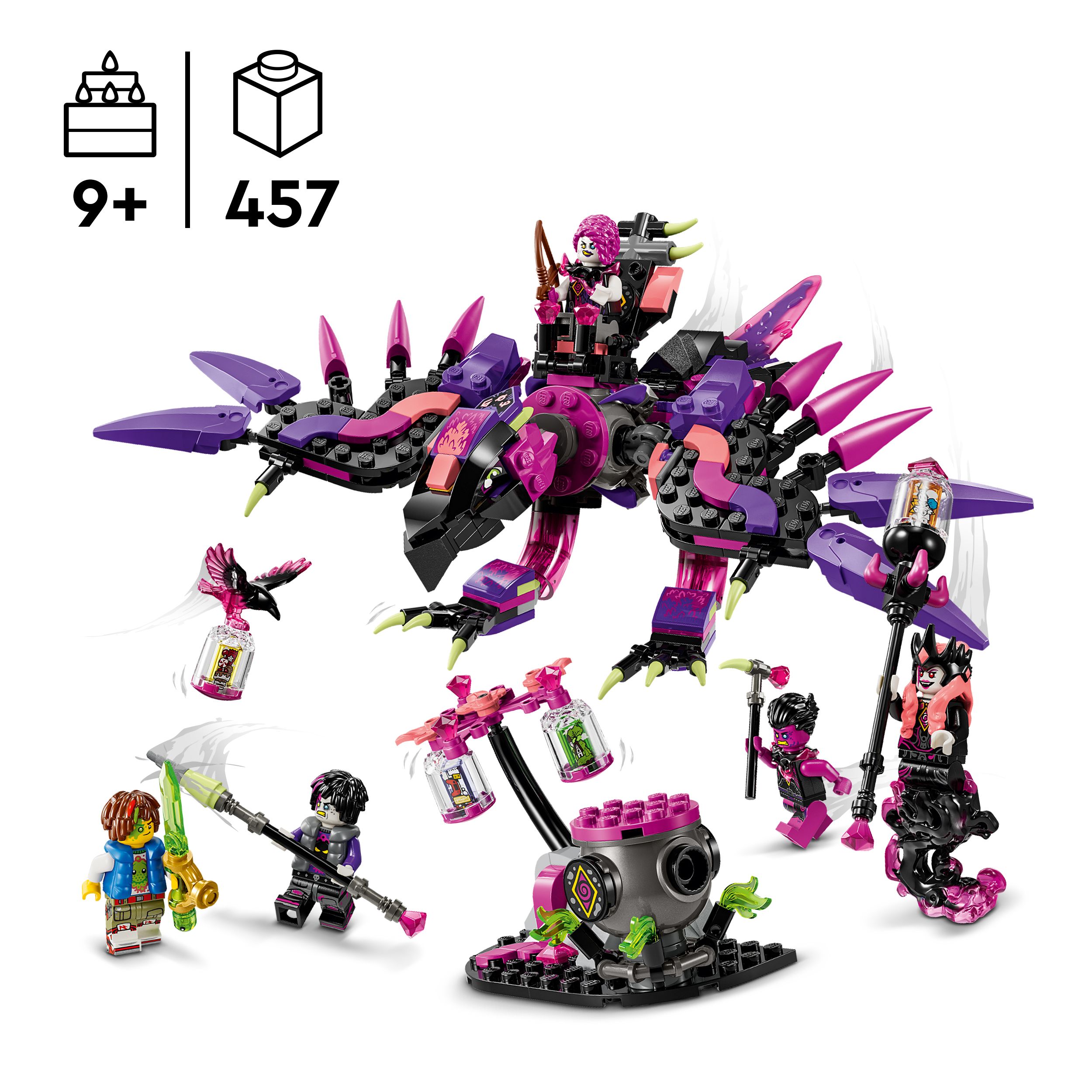 Voir la diapositive 3 : LEGO DREAMZzz 71483 - Les Créatures de la Sorcière des Cauchemars - Jouets Magiques - Construisez un Chaudron, un Loup ou un Corbeau