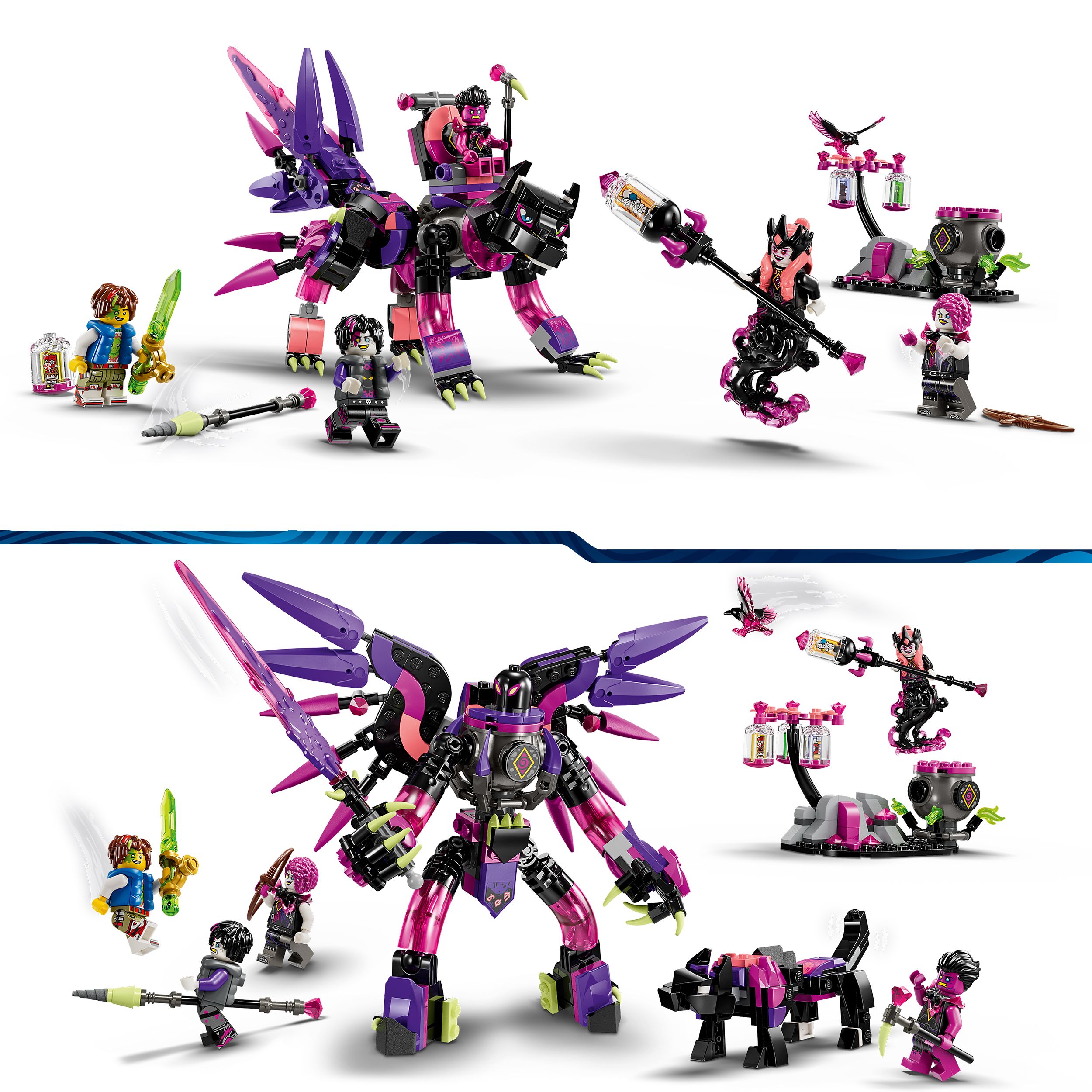 Voir la diapositive 5 : LEGO DREAMZzz 71483 - Les Créatures de la Sorcière des Cauchemars - Jouets Magiques - Construisez un Chaudron, un Loup ou un Corbeau
