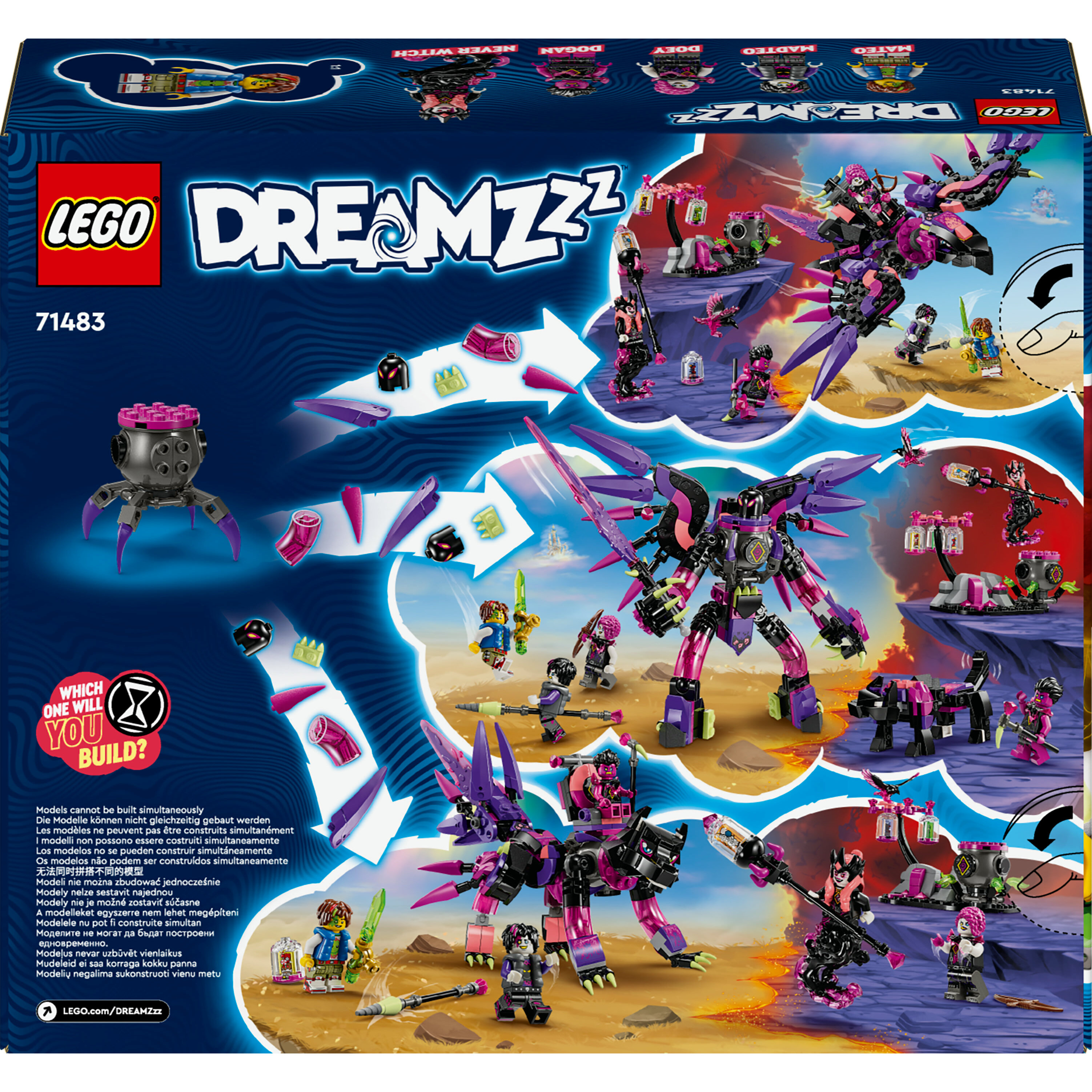 Voir la diapositive 8 : LEGO DREAMZzz 71483 - Les Créatures de la Sorcière des Cauchemars - Jouets Magiques - Construisez un Chaudron, un Loup ou un Corbeau