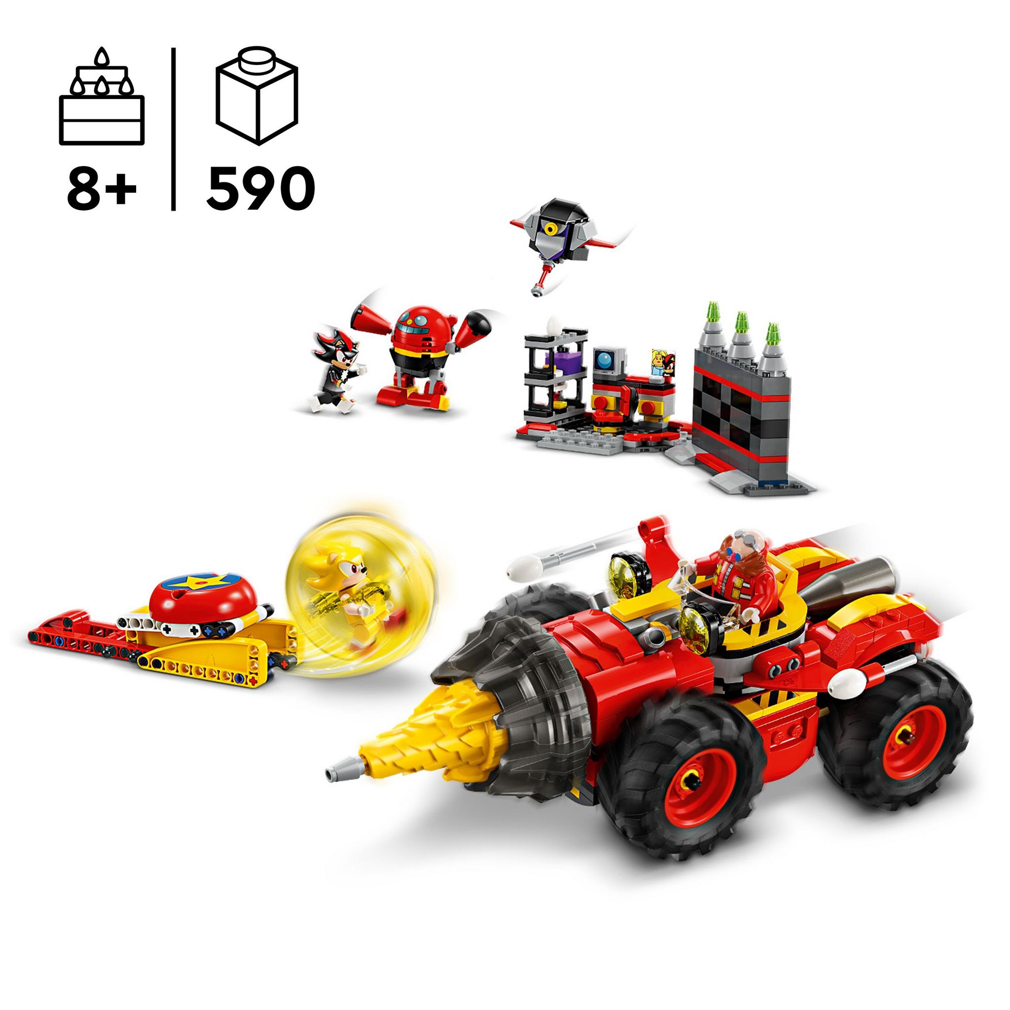 Voir la diapositive 3 : LEGO Sonic 76999 - uper Sonic contre Egg Drillster - Cadeau pour Enfants Inspiré du Jeu Vidéo - Set d'Aventure Avec Shadow et Dr. Eggman