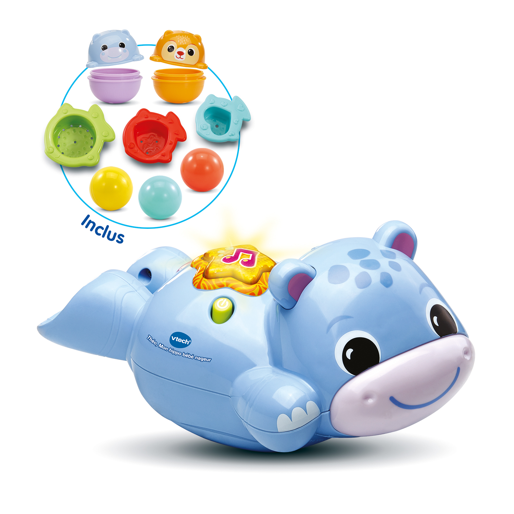 Voir la diapositive 2 : VTECH Theo, Mon Hippo Bébé nageur