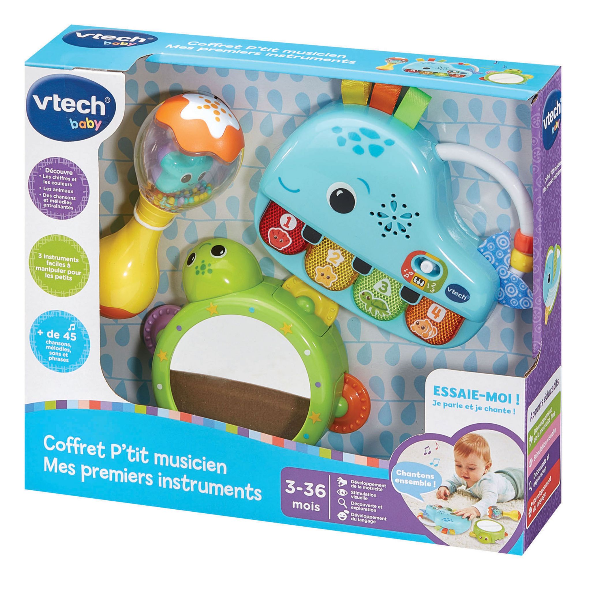 Voir la diapositive 8 : VTECH Coffret P'tit Musicien Mes premiers Instruments