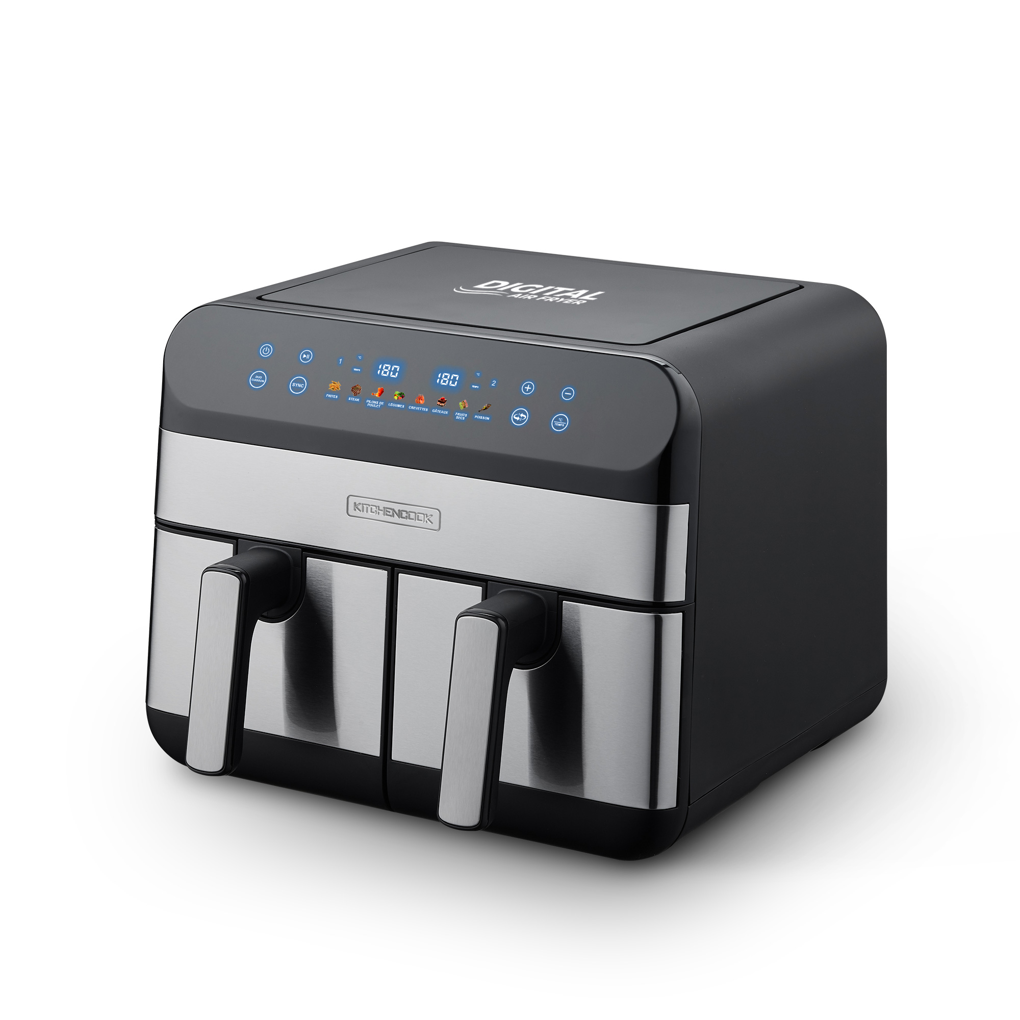 Voir la diapositive 2 : KITCHENCOOK Friteuse sans huile à air chaud AIRFLOW 9 - Noir