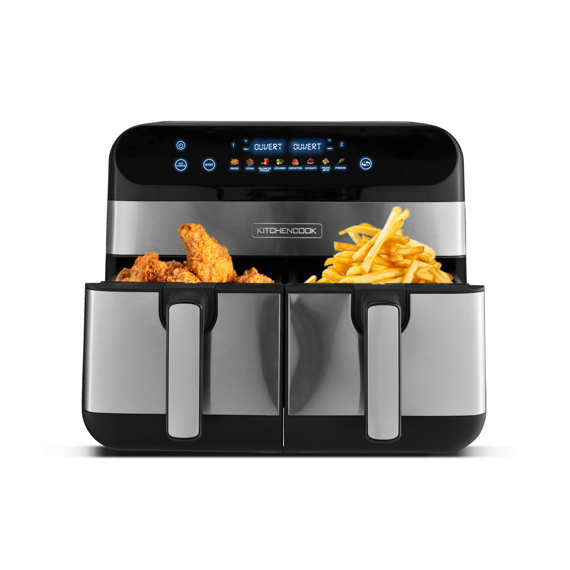 Voir la diapositive 8 : KITCHENCOOK Friteuse sans huile à air chaud AIRFLOW 9 - Noir