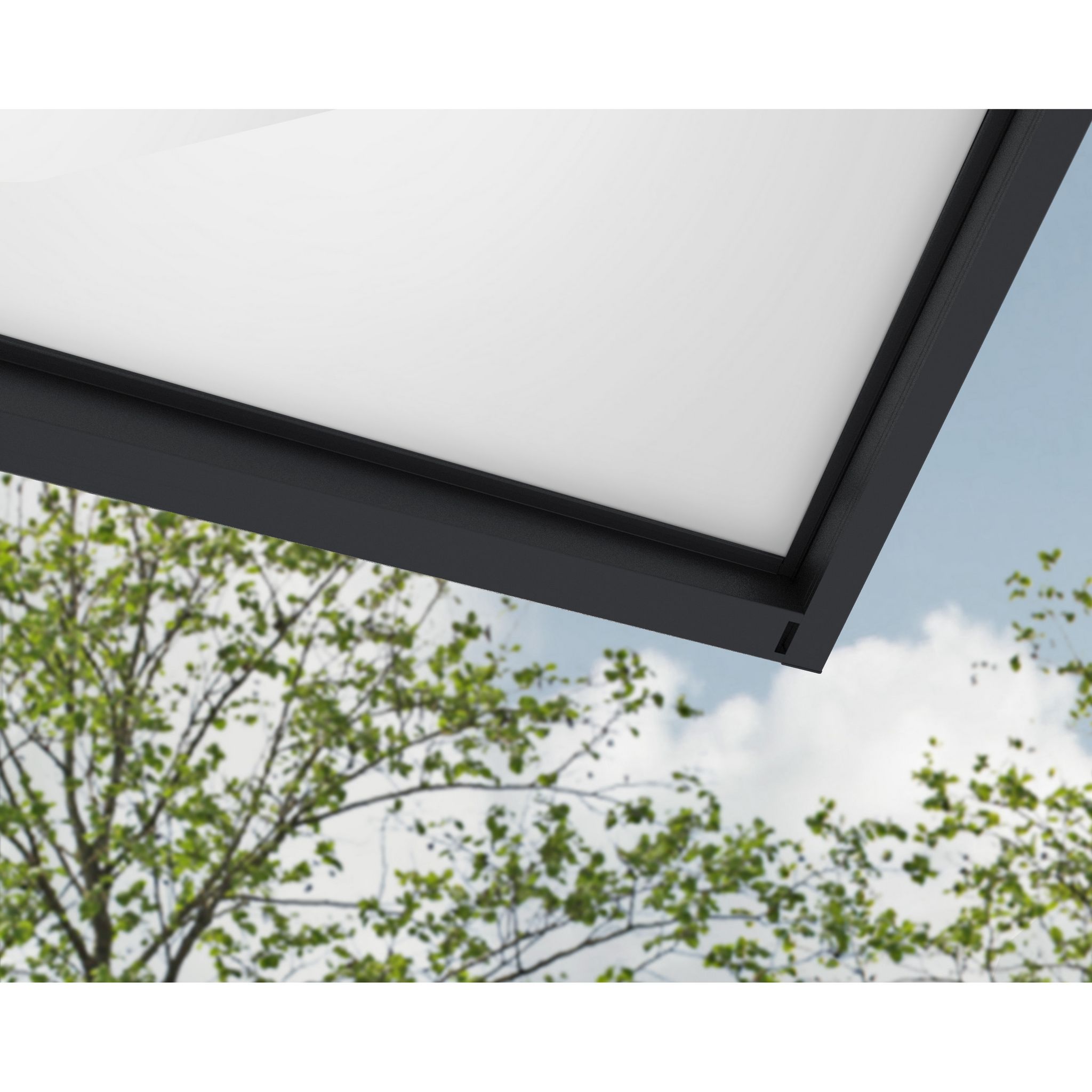 Voir la diapositive 3 : PALRAM Marquise 140 x 286 cm Anthracite/Blanc translucide - SOPHIA XL 3000