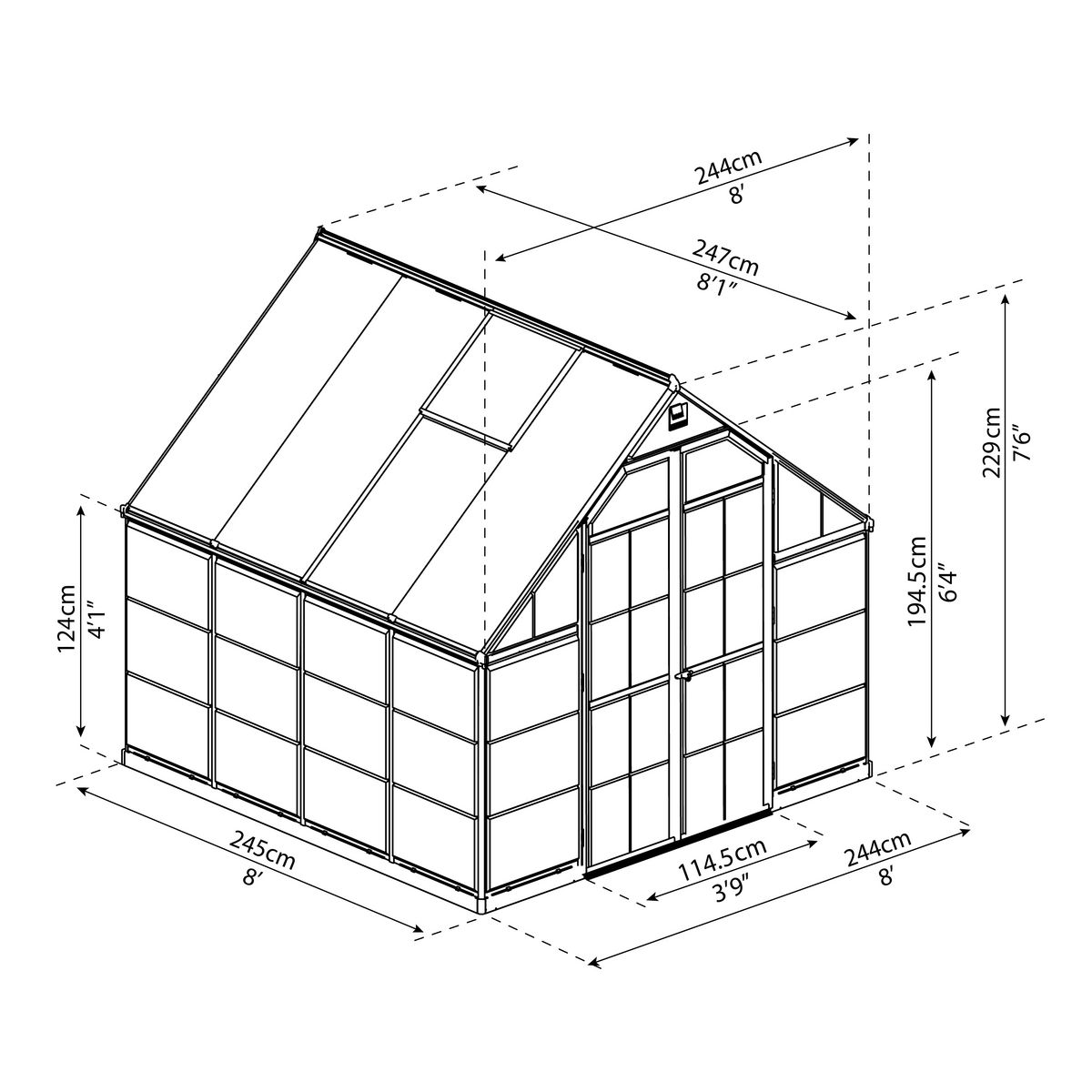 Serre de jardin Hybrid 6m² - Gris - BALANCE