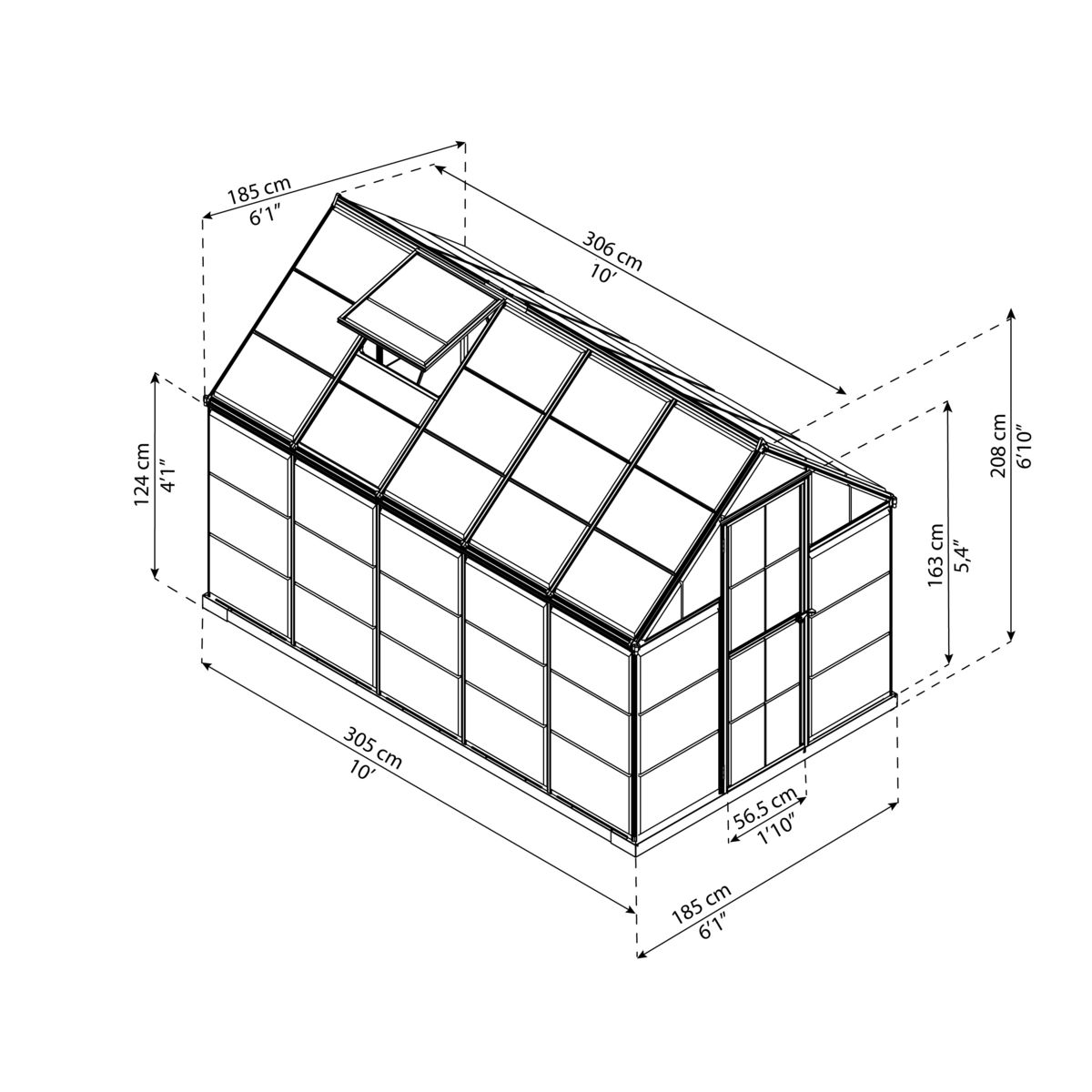 PALRAM Serre de jardin polycarbonate gris anthracite 5,7 m² - HARMONY