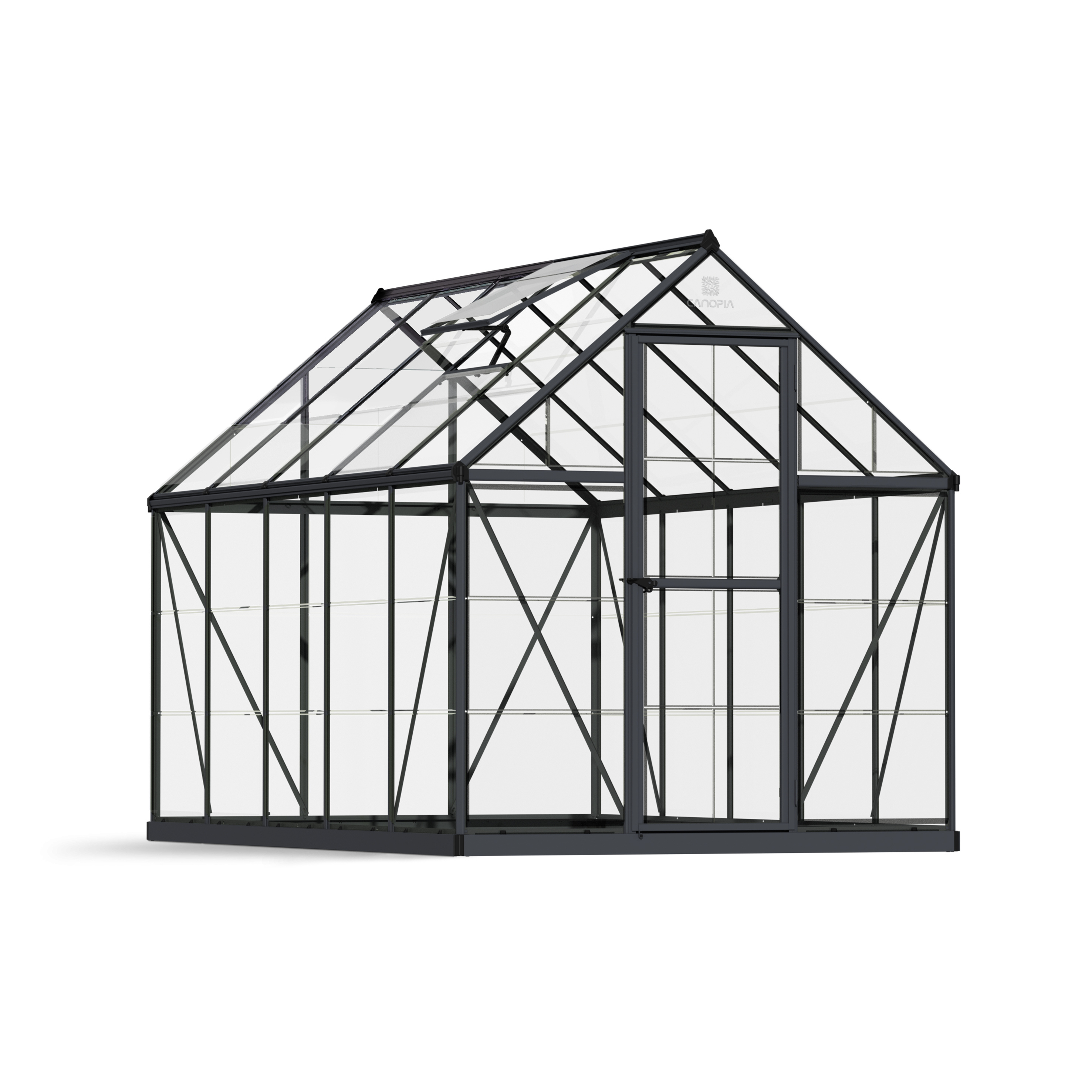 Voir la diapositive 7 : PALRAM Serre de jardin polycarbonate gris anthracite 5,7 m² - HARMONY