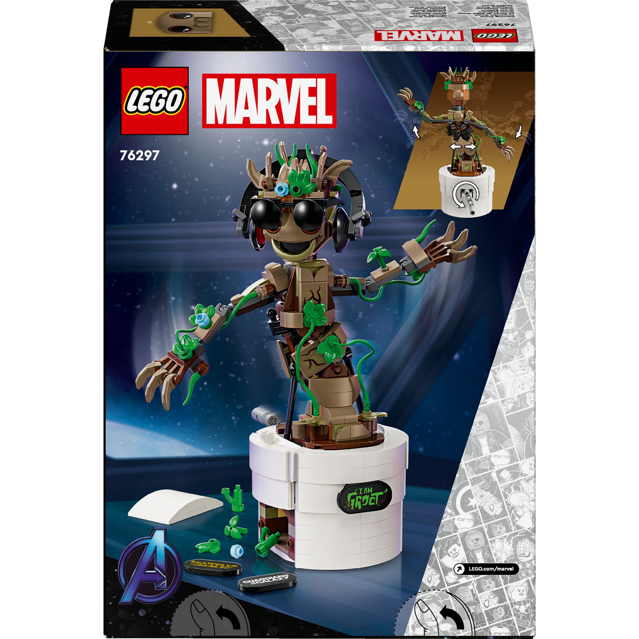 Voir la diapositive 8 : LEGO Marvel 76297 - La Danse de Bébé Groot, Figurine Animée à Construire pour Enfants, Personnage des Gardiens de la Galaxie, Set de Jeu Interactif Manuel