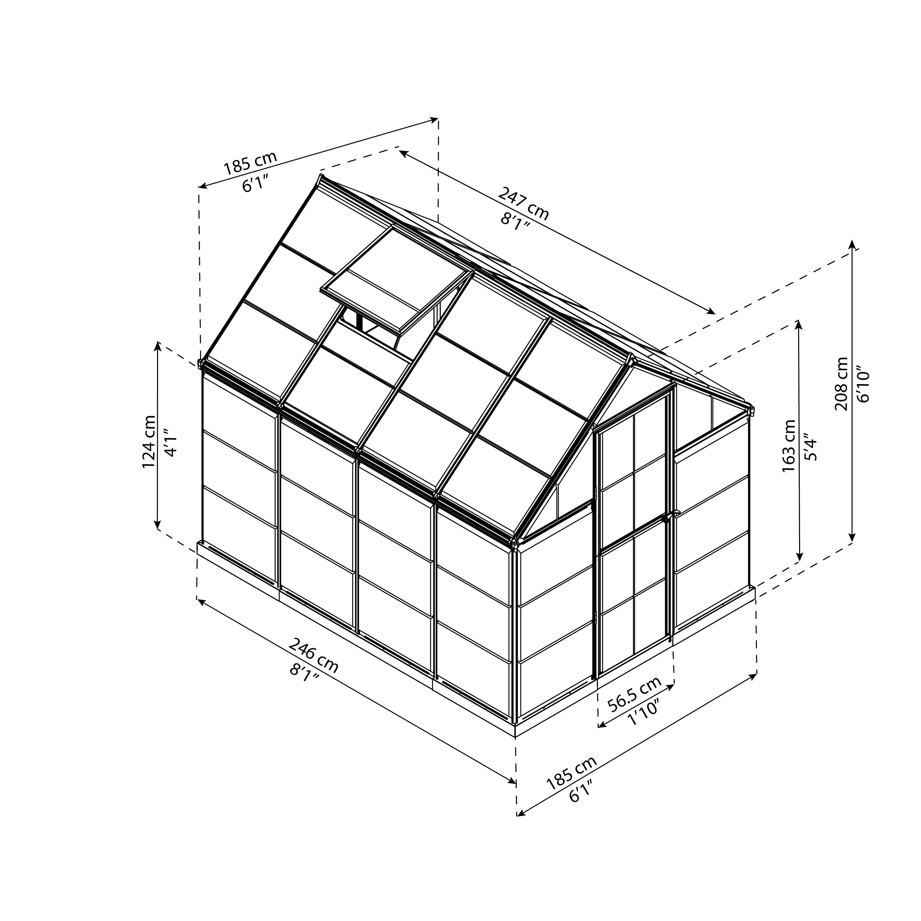 Voir la diapositive 6 : PALRAM Serre de jardin polycarbonate gris anthracite 4,6 m² - HARMONY