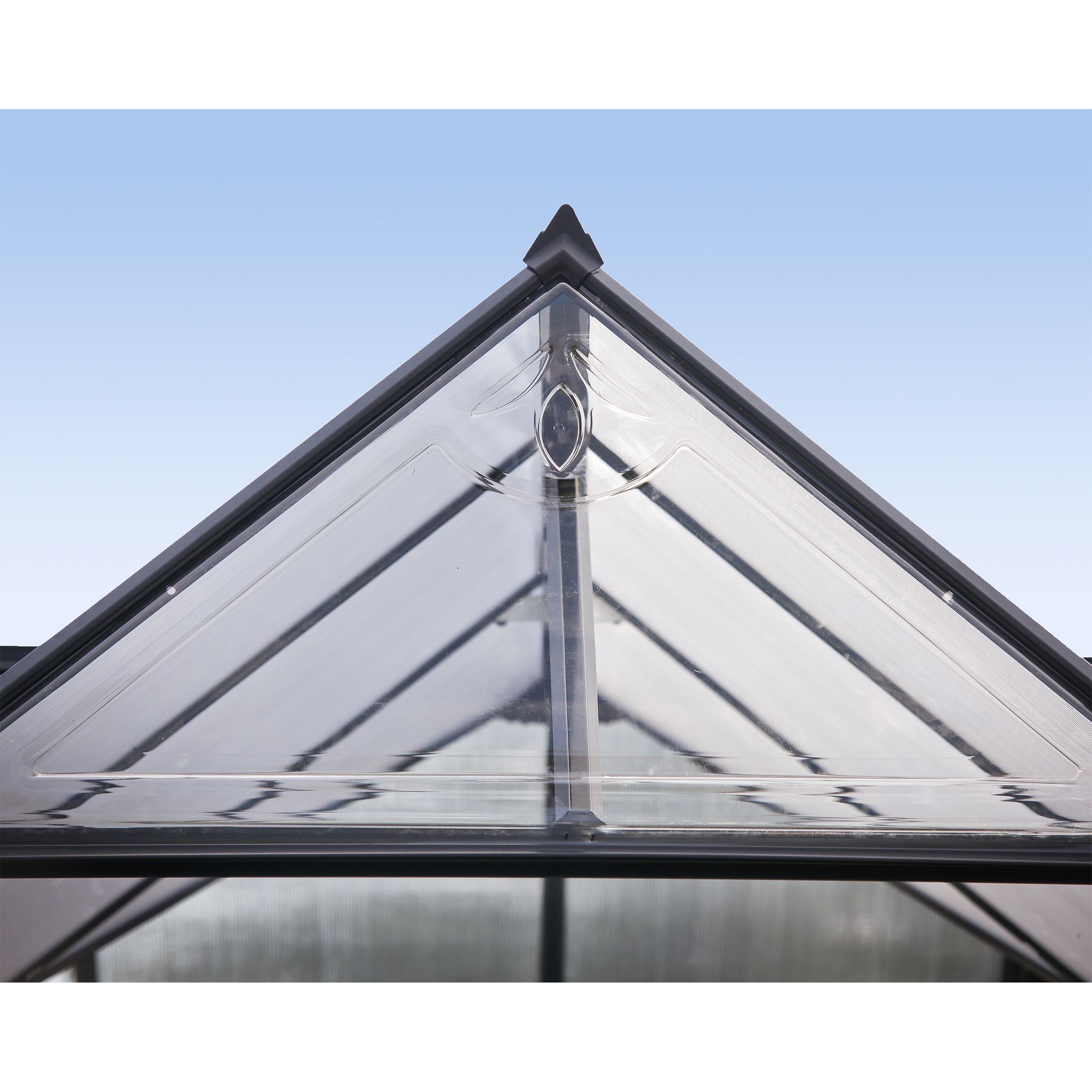 Voir la diapositive 4 : PALRAM Chalet-serre de jardin gris 11,1m² - VICTORY ORANGERIE