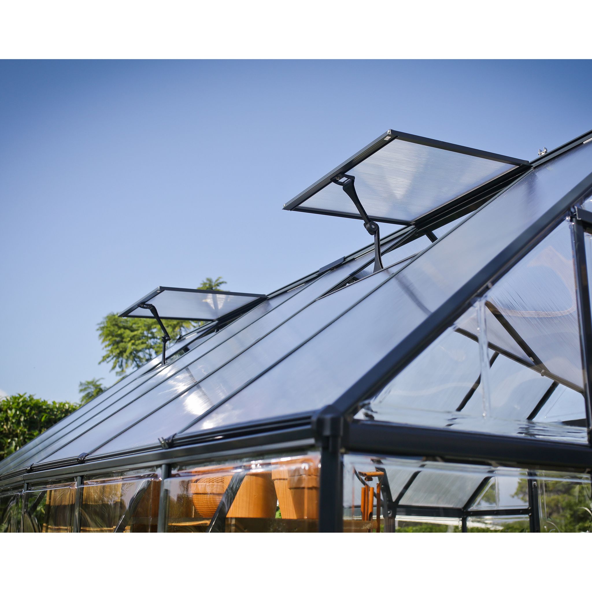 Voir la diapositive 6 : PALRAM Chalet-serre de jardin gris 11,1m² - VICTORY ORANGERIE