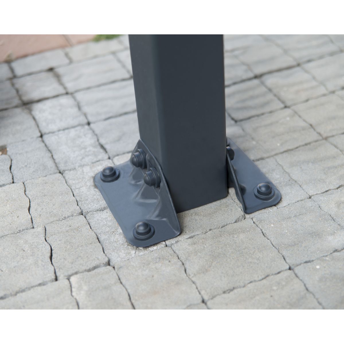 PALRAM Carport alu gris adossé 14,5 m² toit plat- PALMA 5000