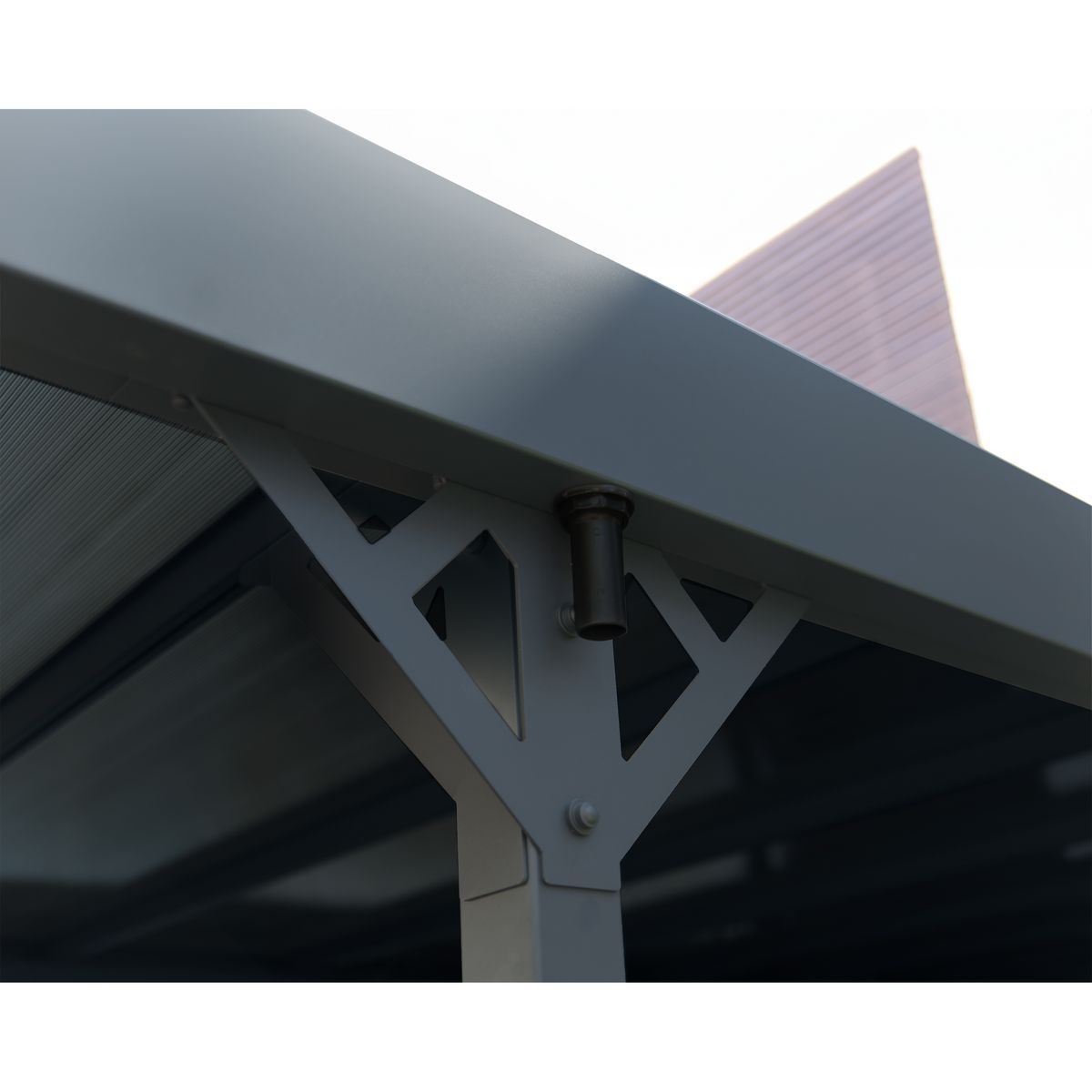 PALRAM Carport alu gris adossé 14,5 m² toit plat- PALMA 5000