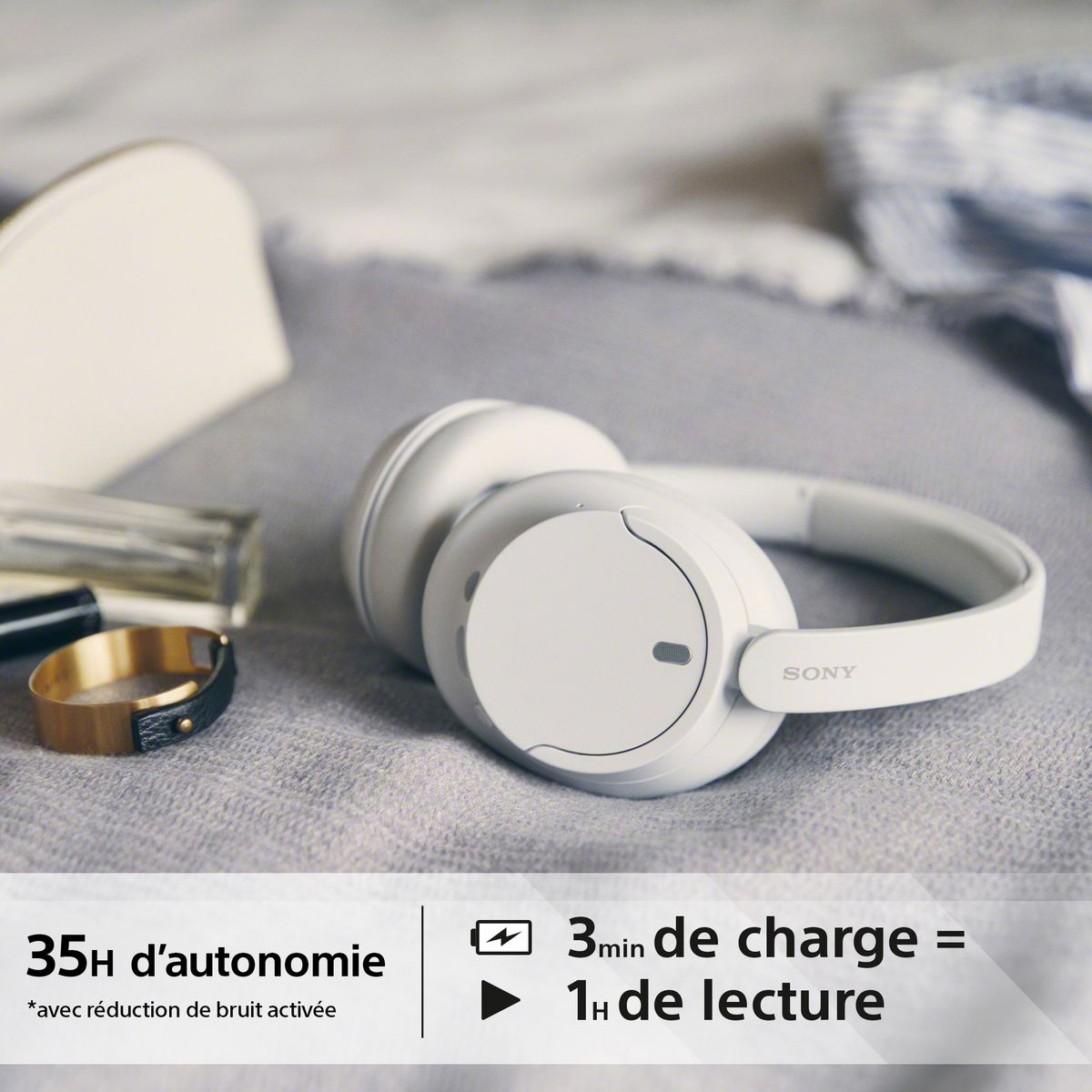 SONY Casque Avec fil et sans fil Arceau Appels/Musique USB Type-C Bluetooth - Blanc