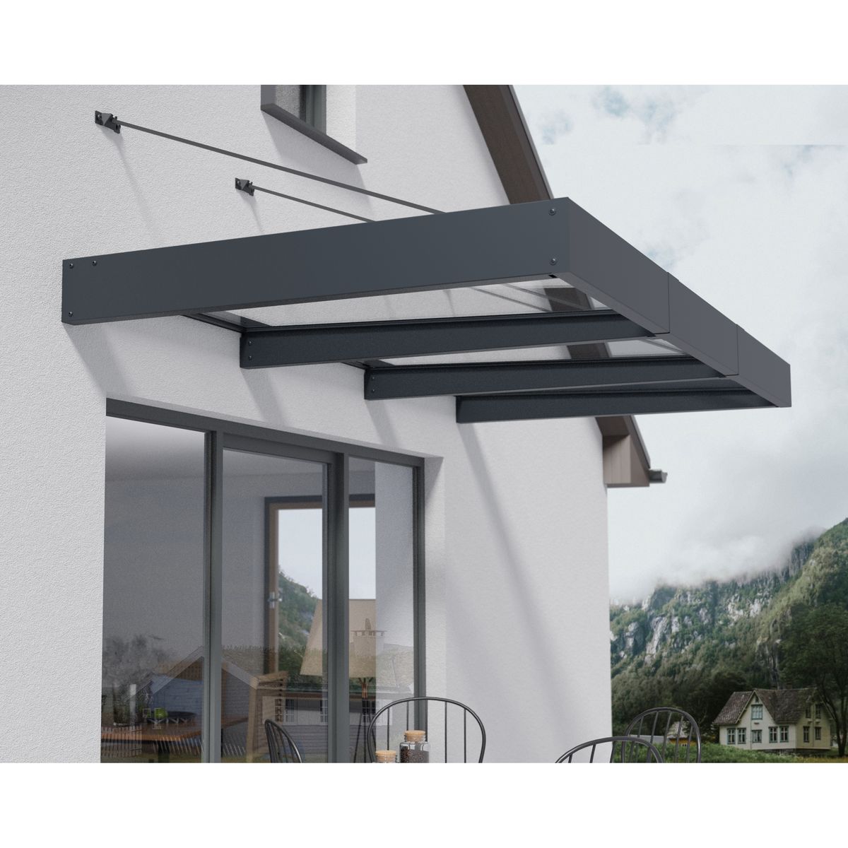 PALRAM Marquise 140 x 286 cm Anthracite/Transparent - SOPHIA XL 3000