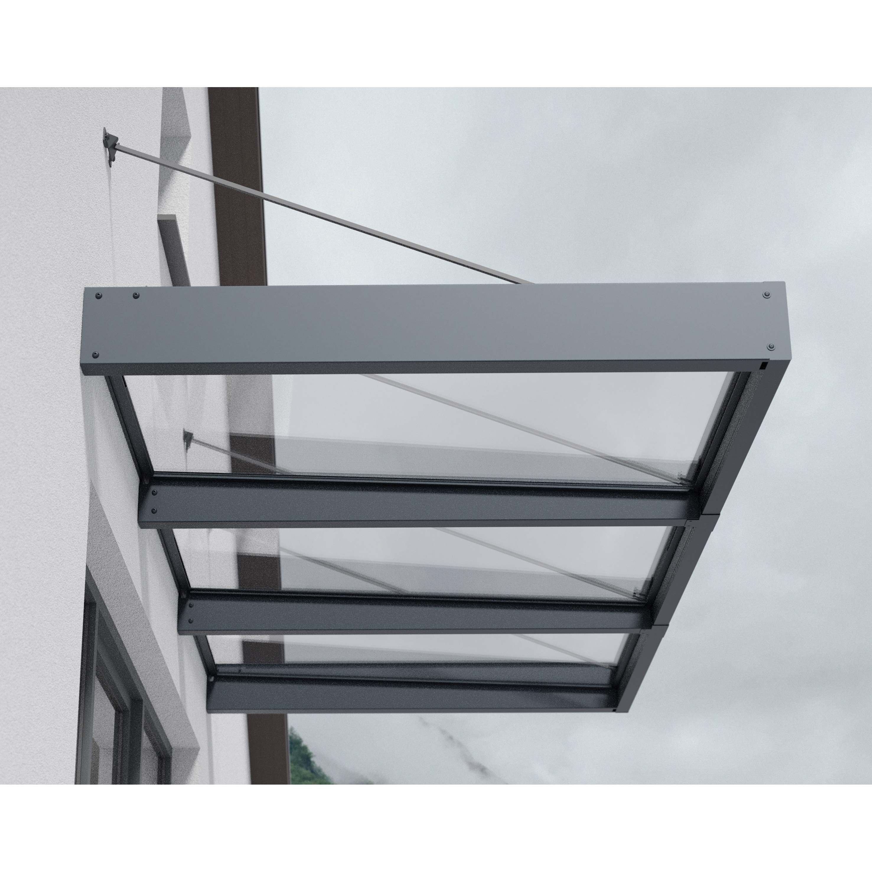 Voir la diapositive 3 : PALRAM Marquise 140 x 286 cm Anthracite/Transparent - SOPHIA XL 3000
